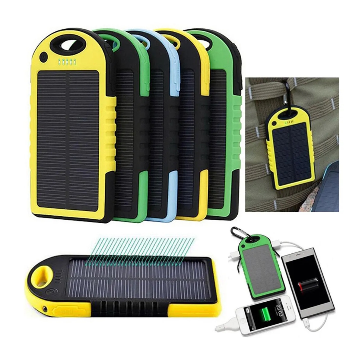 Solar Power Bank w/Carabiner & Flashlight 4