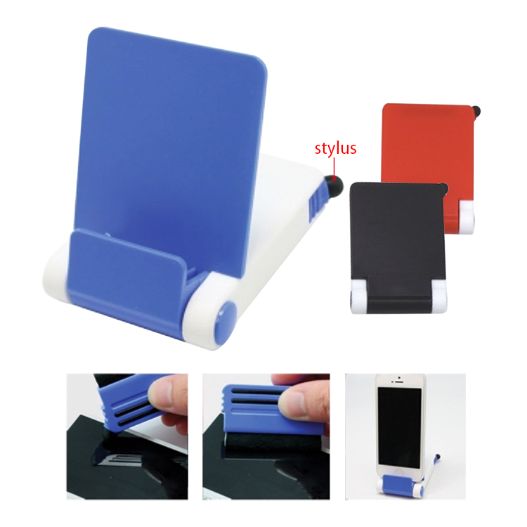 Smartphone stand with stylus and screen cleaner 2