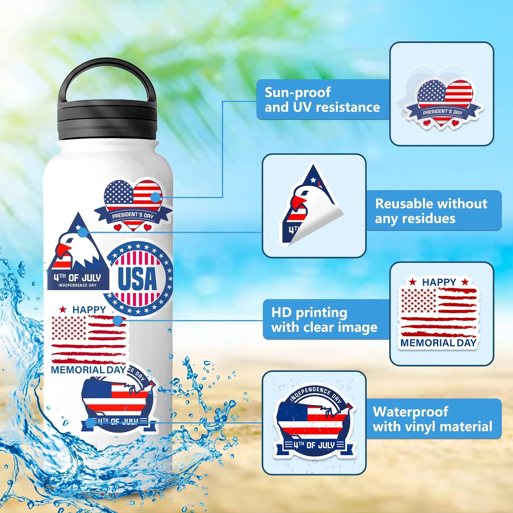 Varied USA Independence Day Stickers 5
