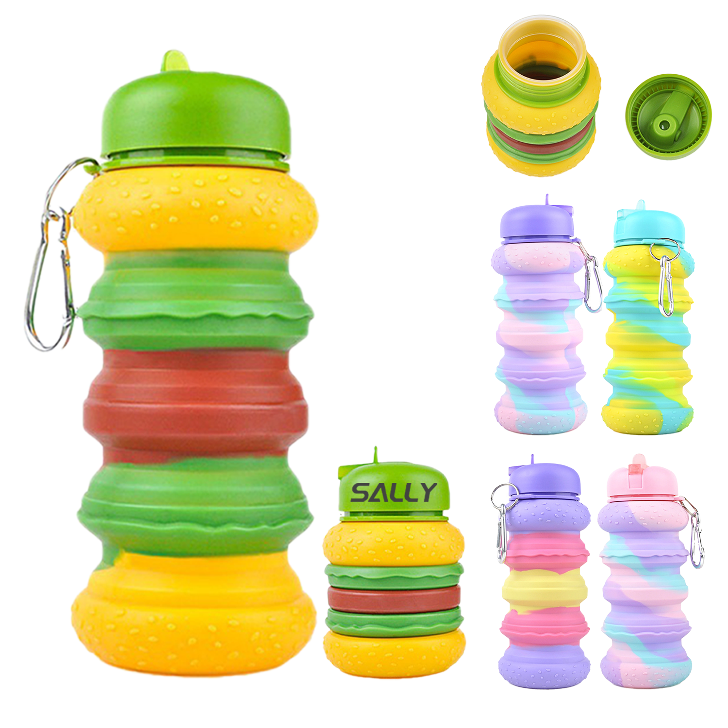 Folding Silicone Collapsible Sports Water Bottle 2