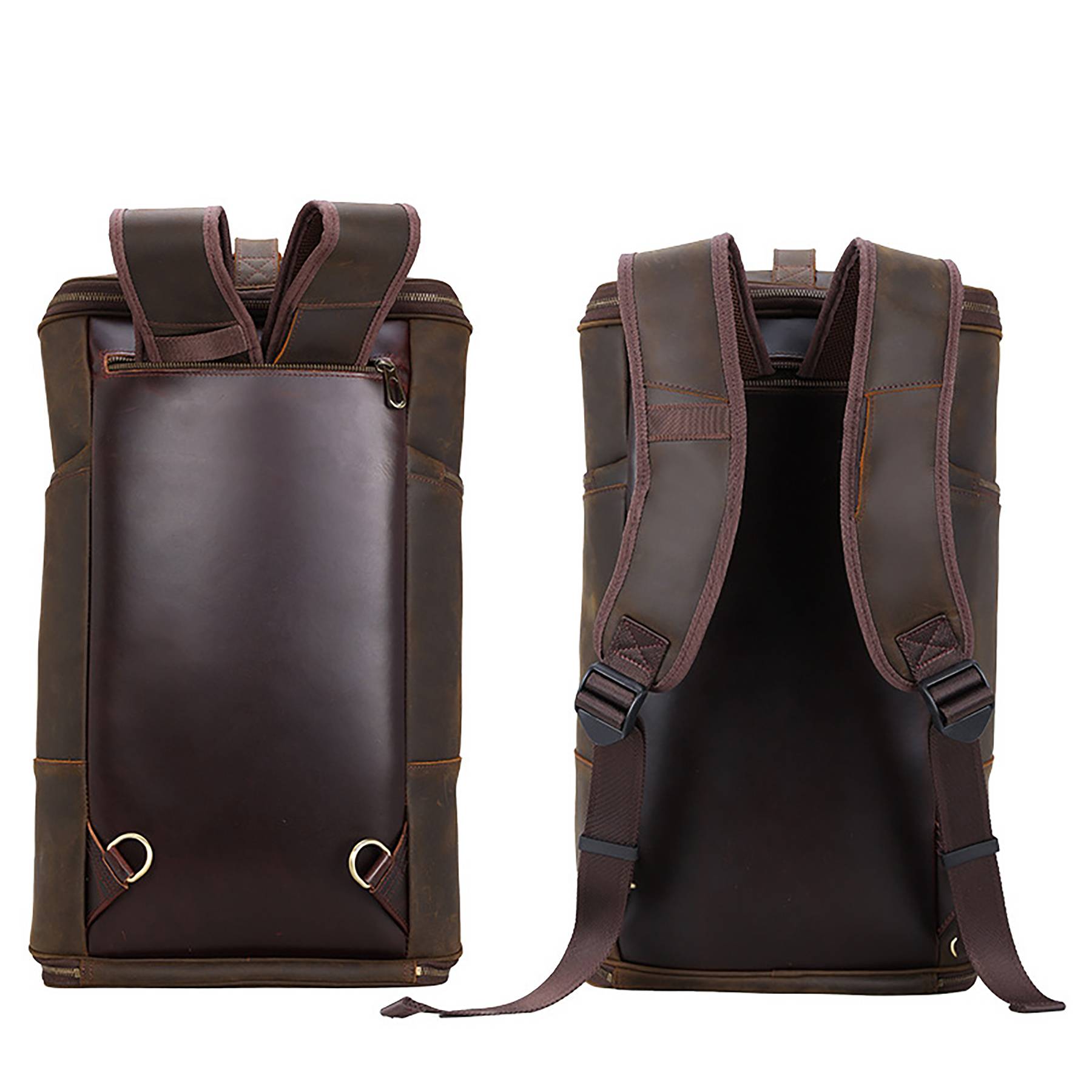 Full Grain Leather Mans Retro Backpack Convertible 4