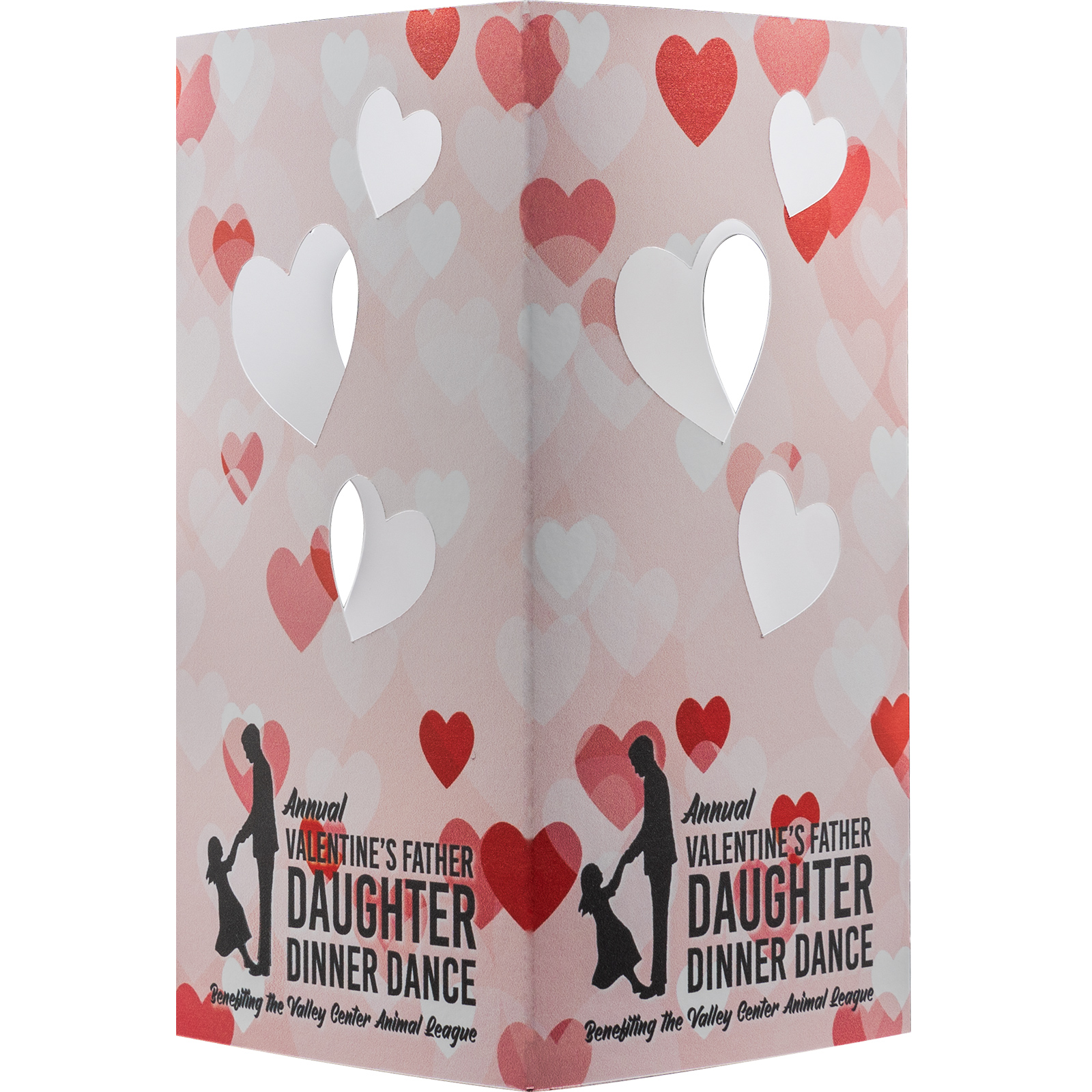 Table Luminary Card Stock 12 pt 4 Sided 4.250" x 4.250" x 8.000" Heart White Digital Print 2