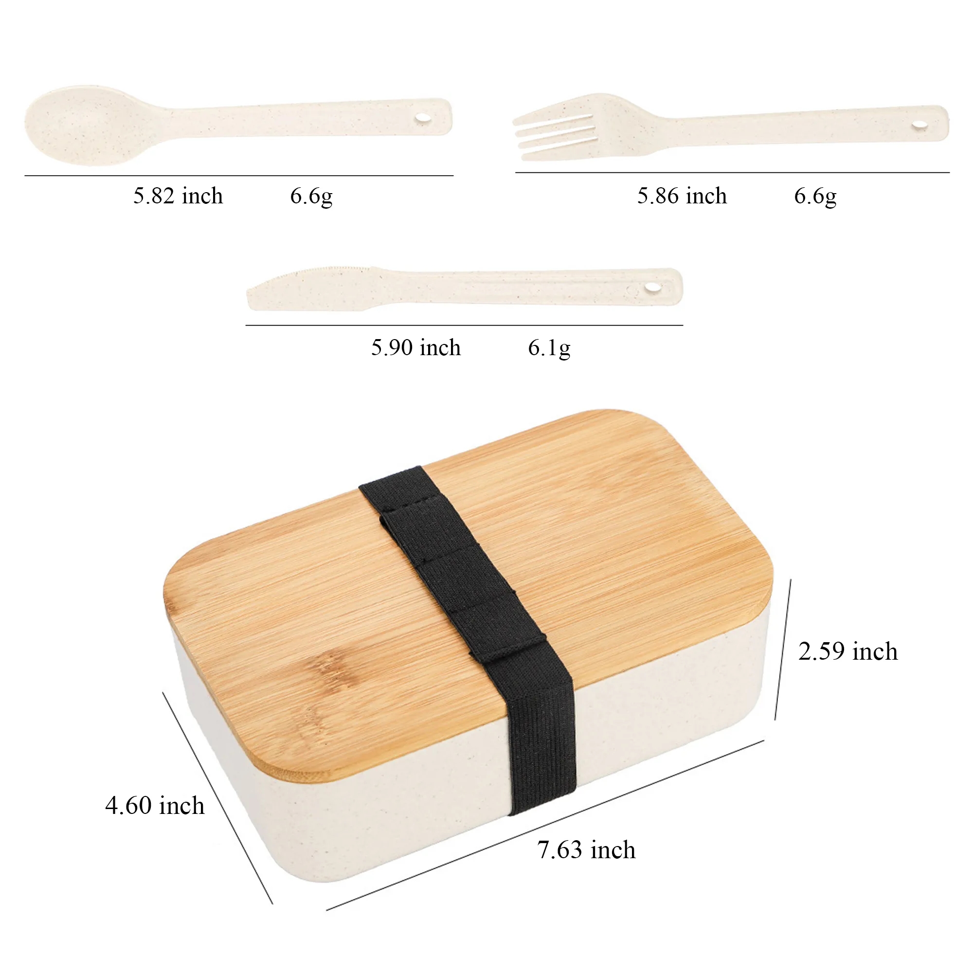 Divided Bento Box with Bamboo Lid Lunch Set 4