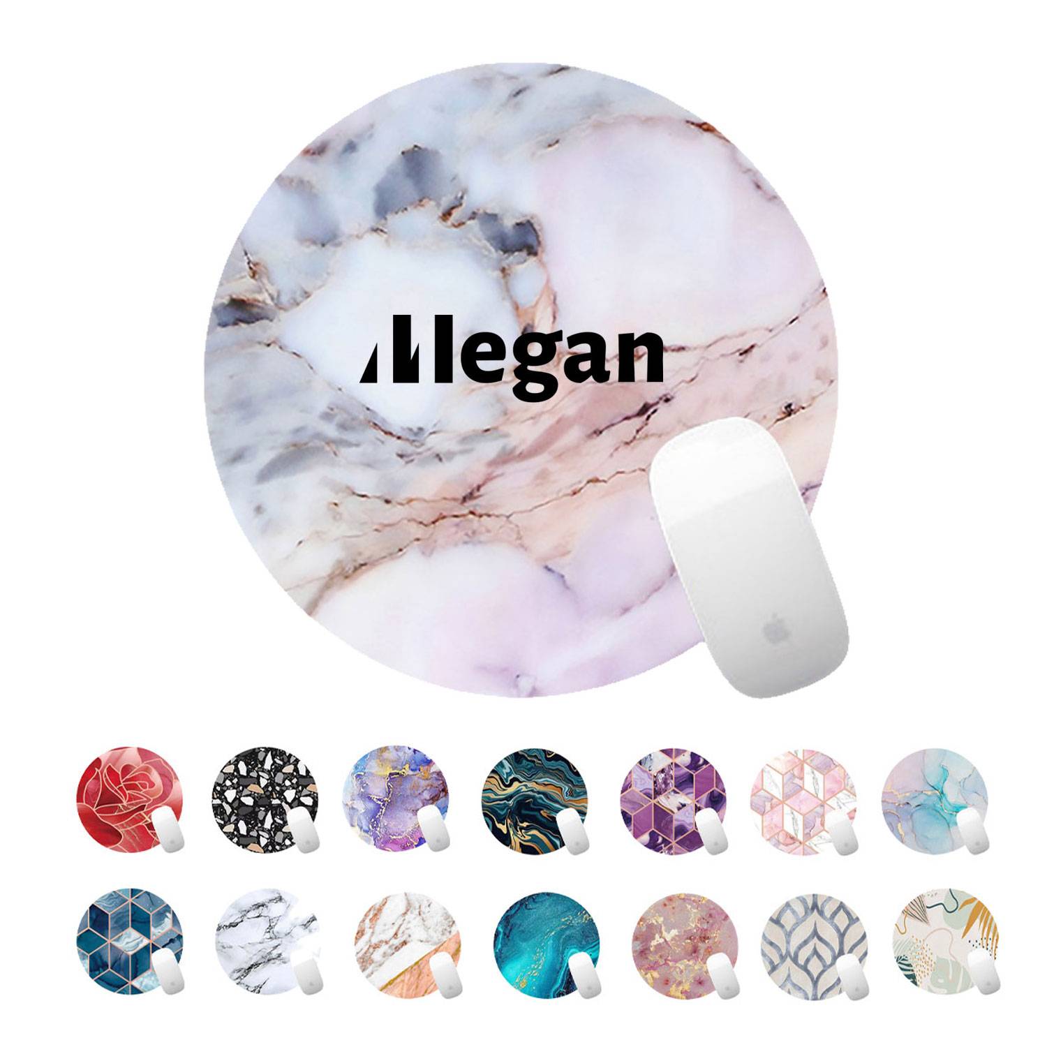 Natural Rubber Anti Slip Marble Circular Mouse Pad