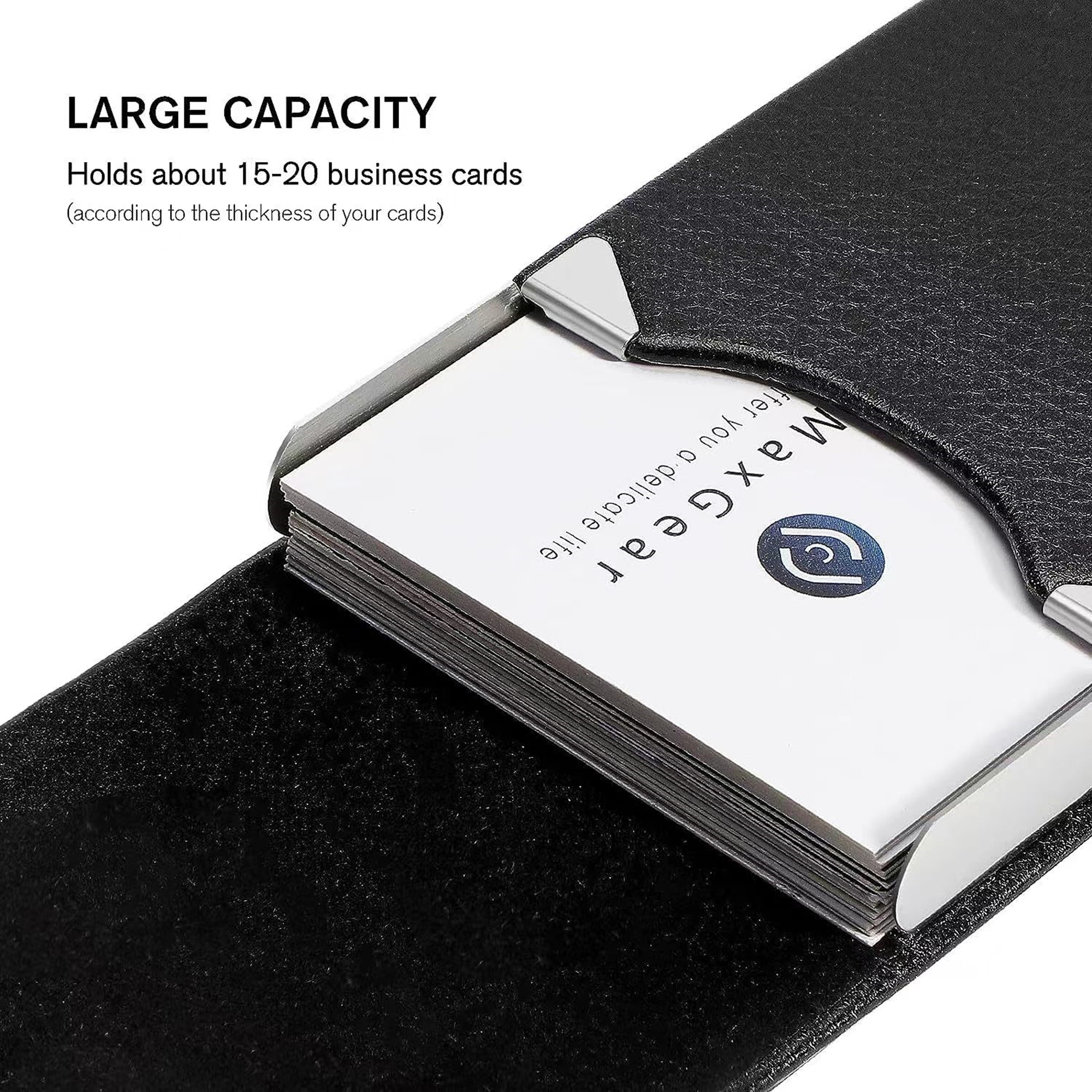 Leather Business Card Holder With Magnetic Closure 3