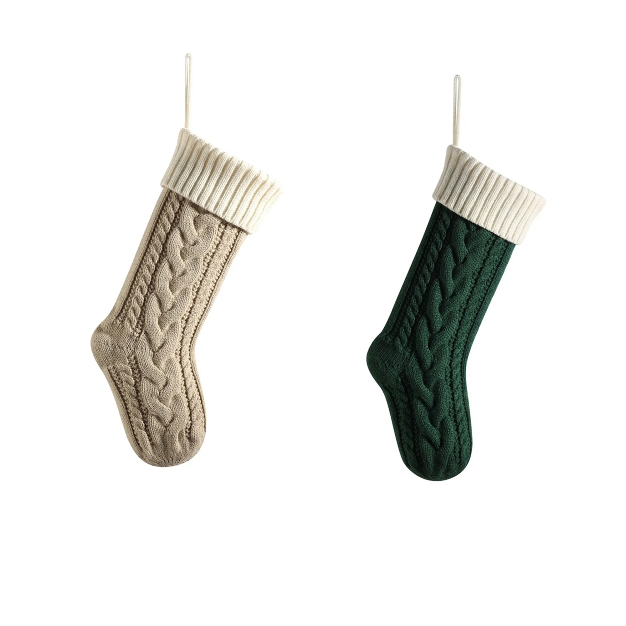 Festive Large Knitted Christmas Stocking Decor 4
