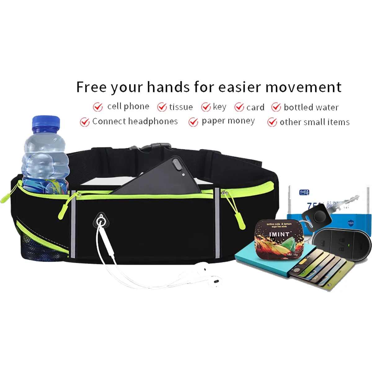 Running Belt Waist Fanny Pack Bag with Bottle Holder 4