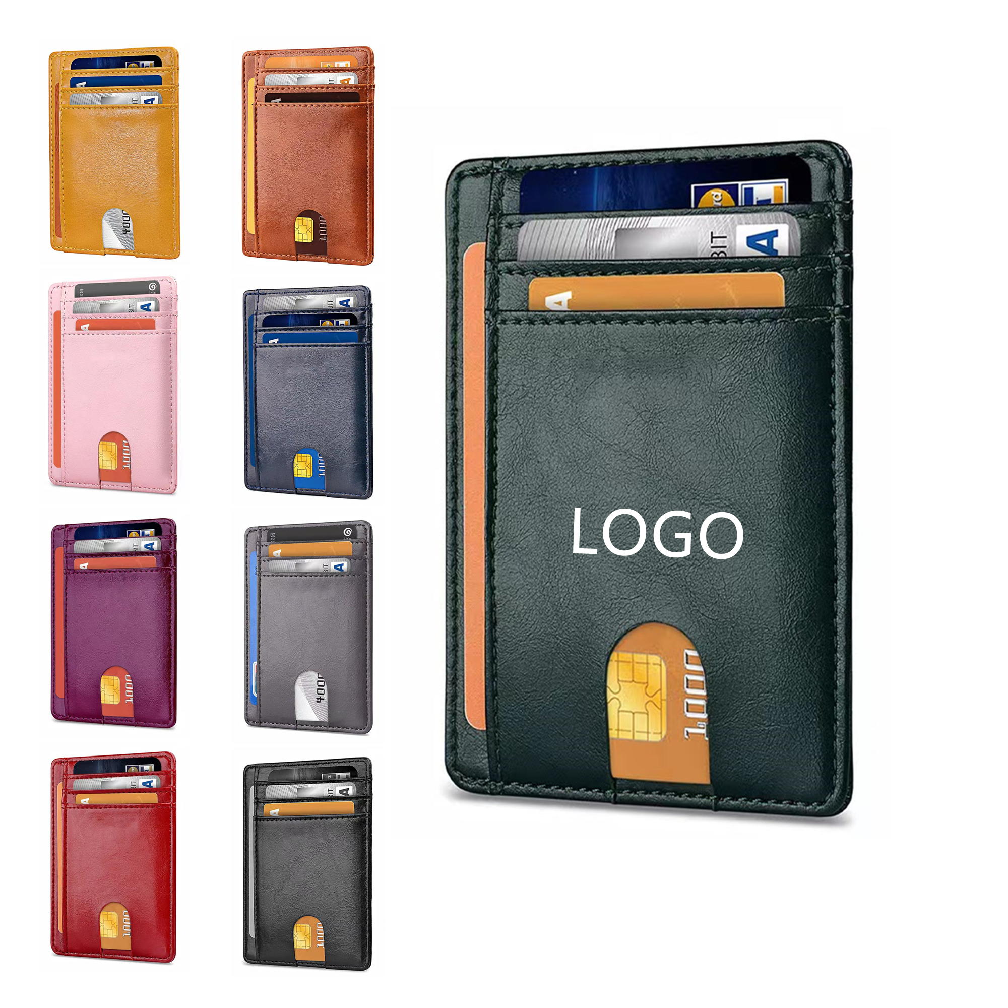 Mens Front Pocket Minimalist PU Leather Slim Wallet