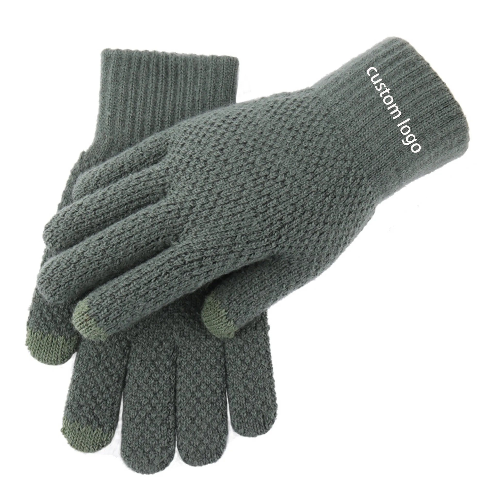 Thickened Alpaca Wool Adult Gloves W/ 2 Finger Touch 3