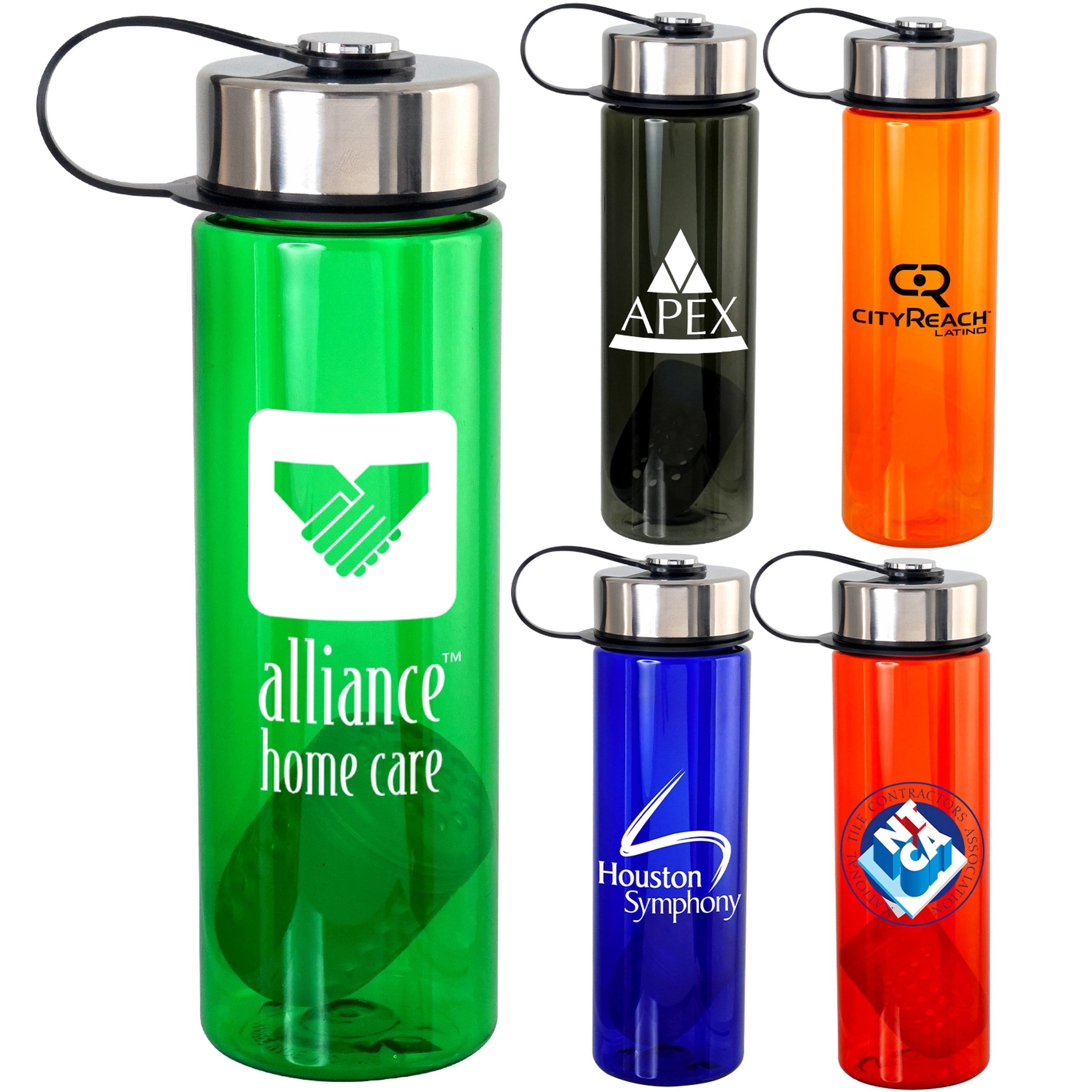 METAL LANYARD COLORFUL 24 OZ. BOTTLE WITH FLOATING INFUSER