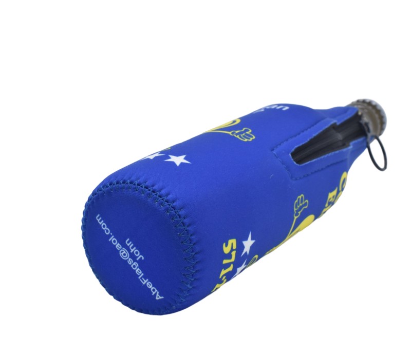 Collapsible Sublimated Neoprene Bottle Cooler, custom koozie with logo imprint 2