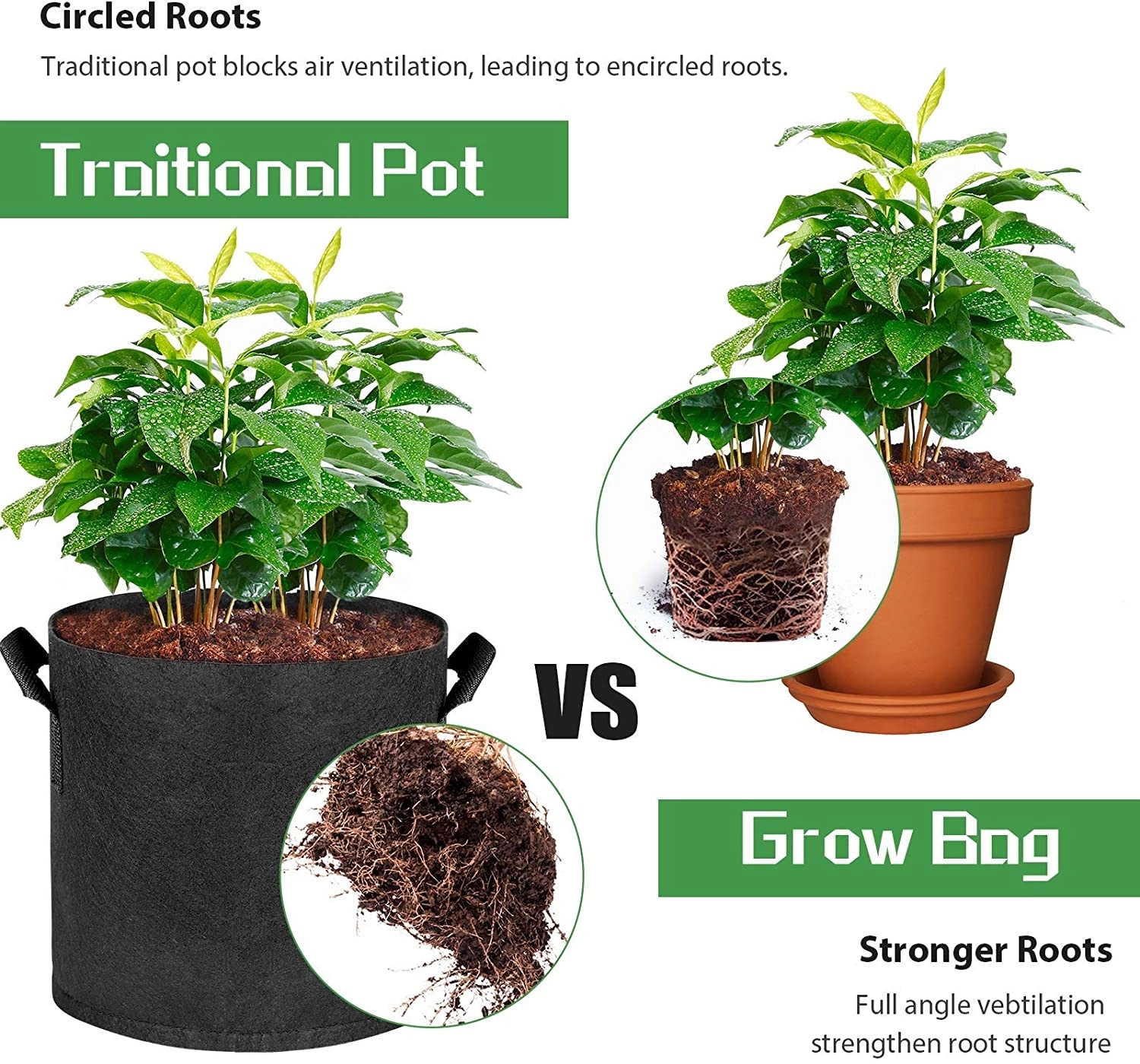 7 Gallons Non-woven Potato Vegetable Grow Bag With Handle 6
