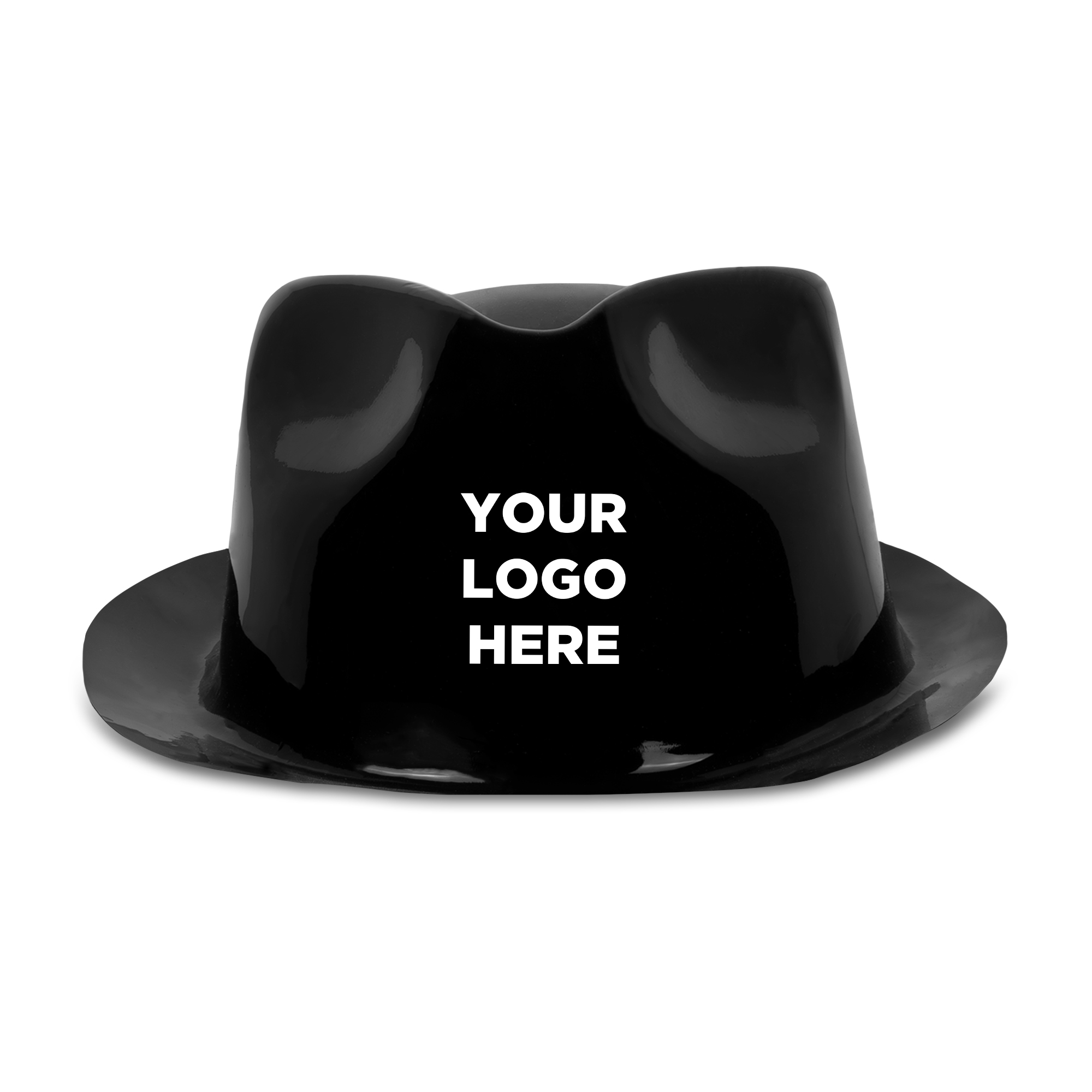 Black Plastic Gangster Fedora Hat 13