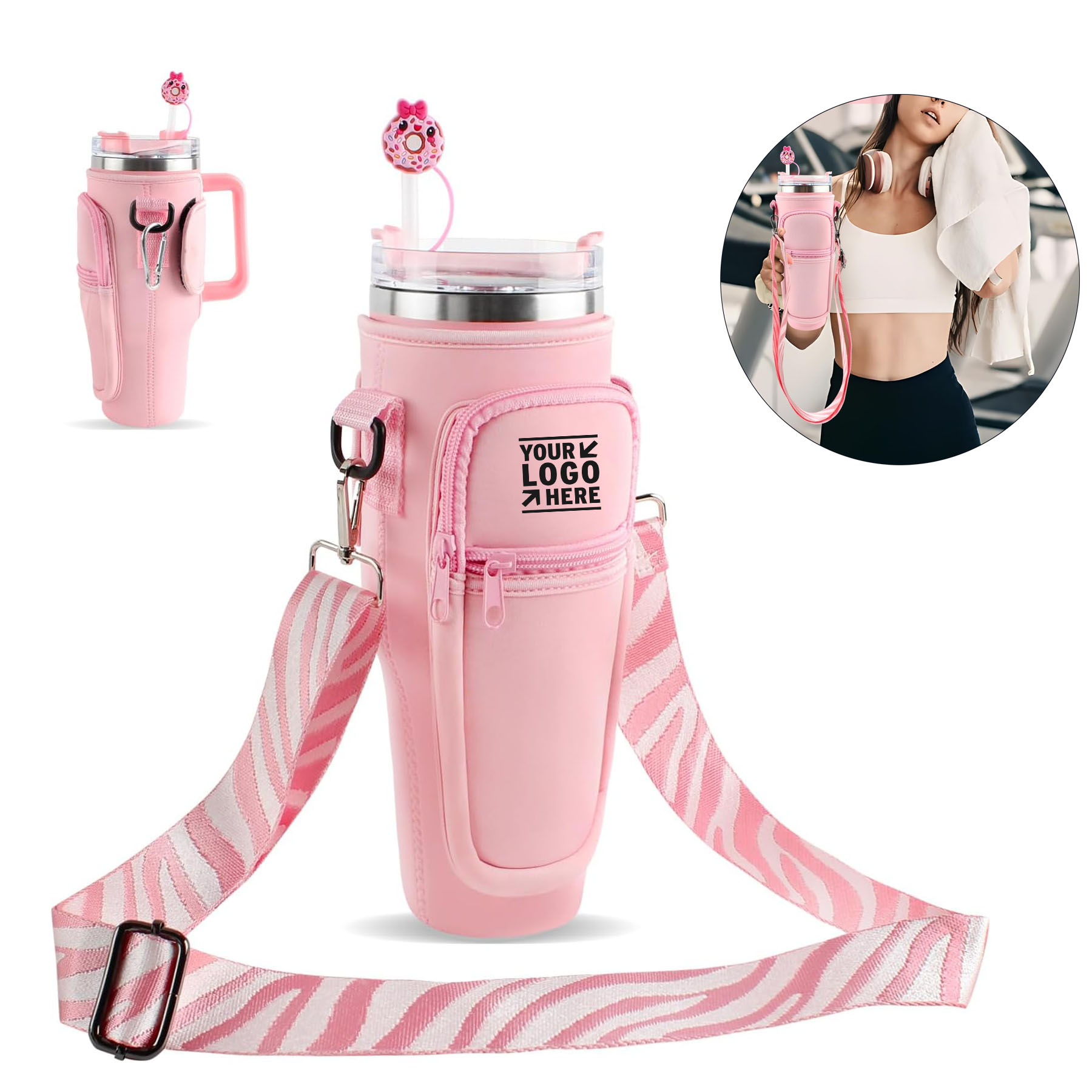 Phone Pocket Stanley 40oz Tumbler Water Bottle Carrier Bag With Handle 2