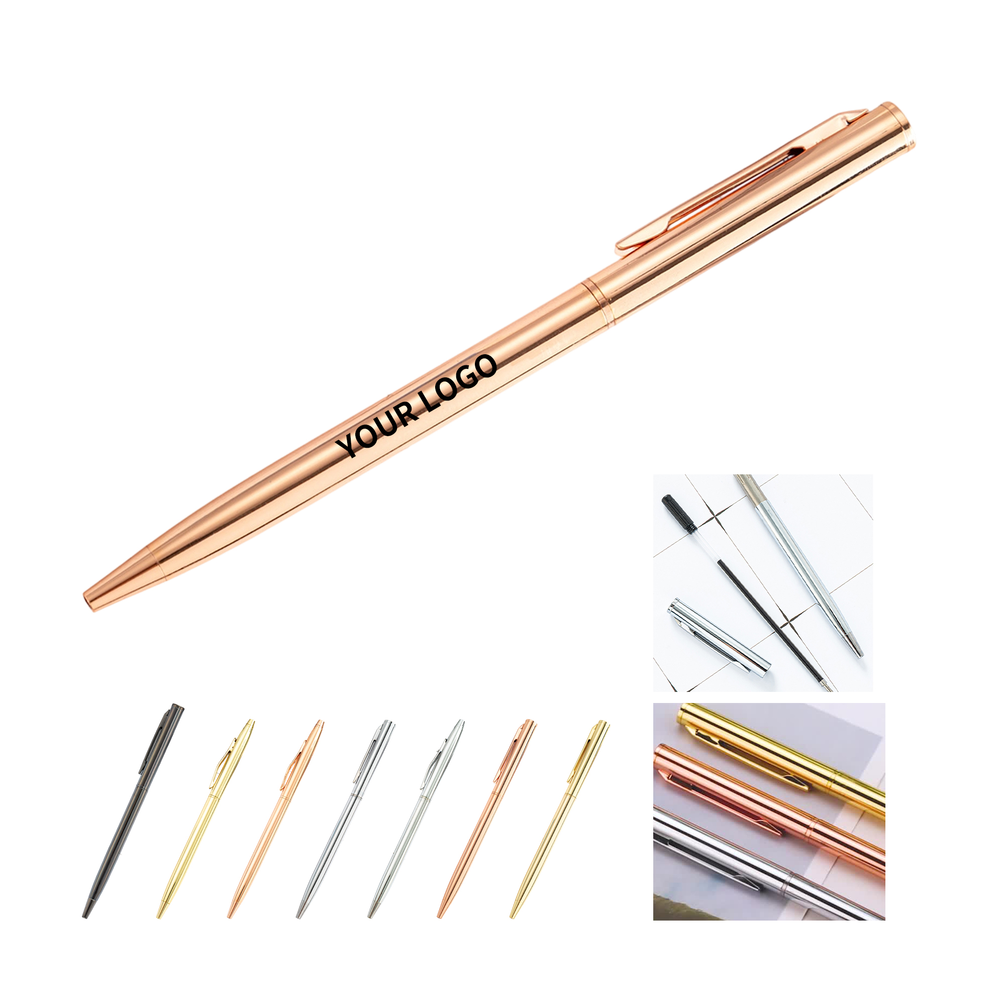 Metal Ballpoint Pen Twist Action Black Ink 5" Length 11