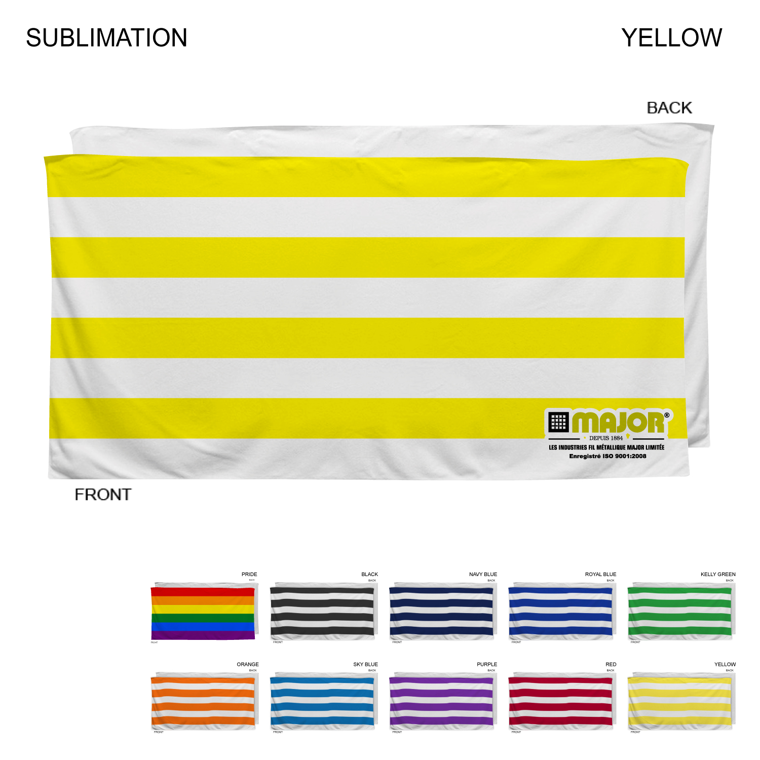 72Hr Fast Ship - Cabana Stripe Sublimated, Heaviest Weight, Plush Velour Terry Beach Towel, 30x60 10