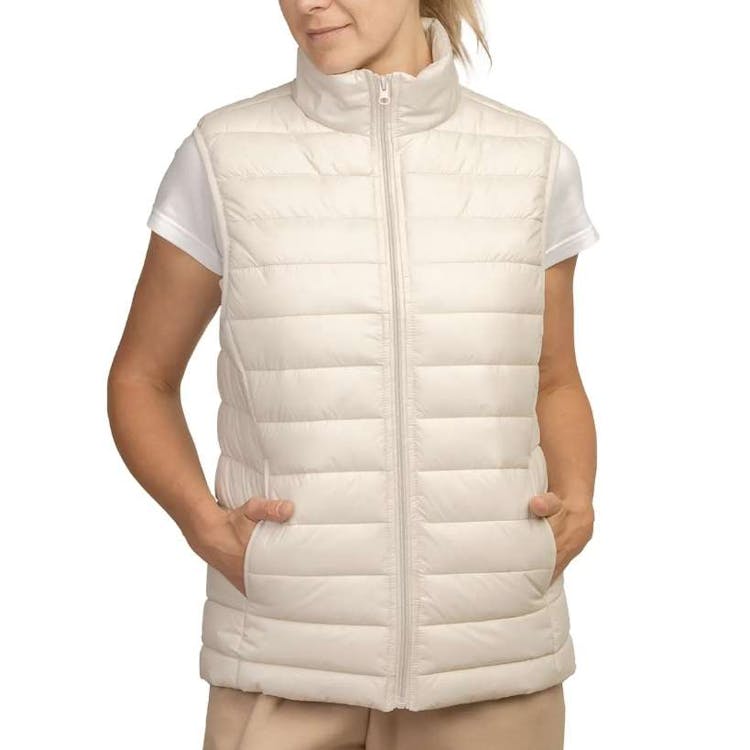 Sofra Women's Puff Vests Oat Medium 1