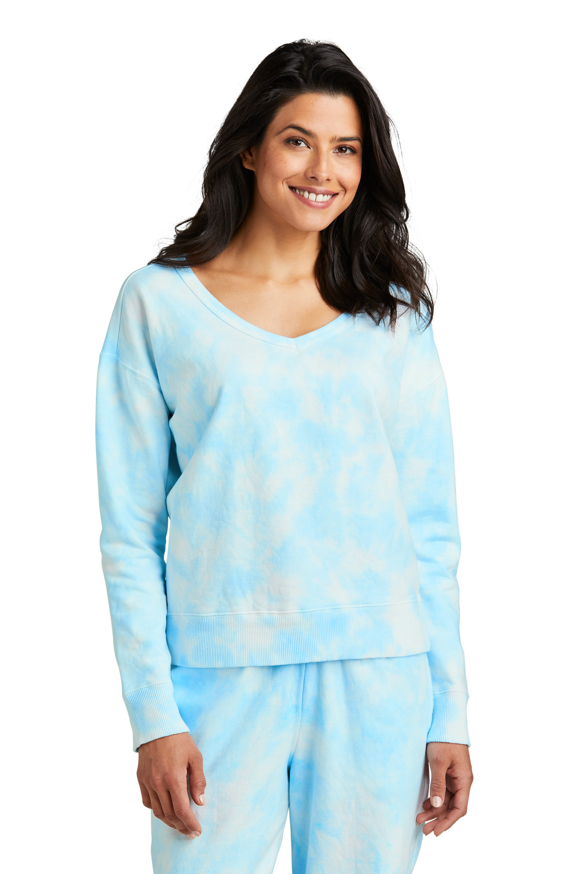 Port & Co Women's Beach Wash Cloud Tie-Dye V-Neck Sweatshirt LPC140V 7