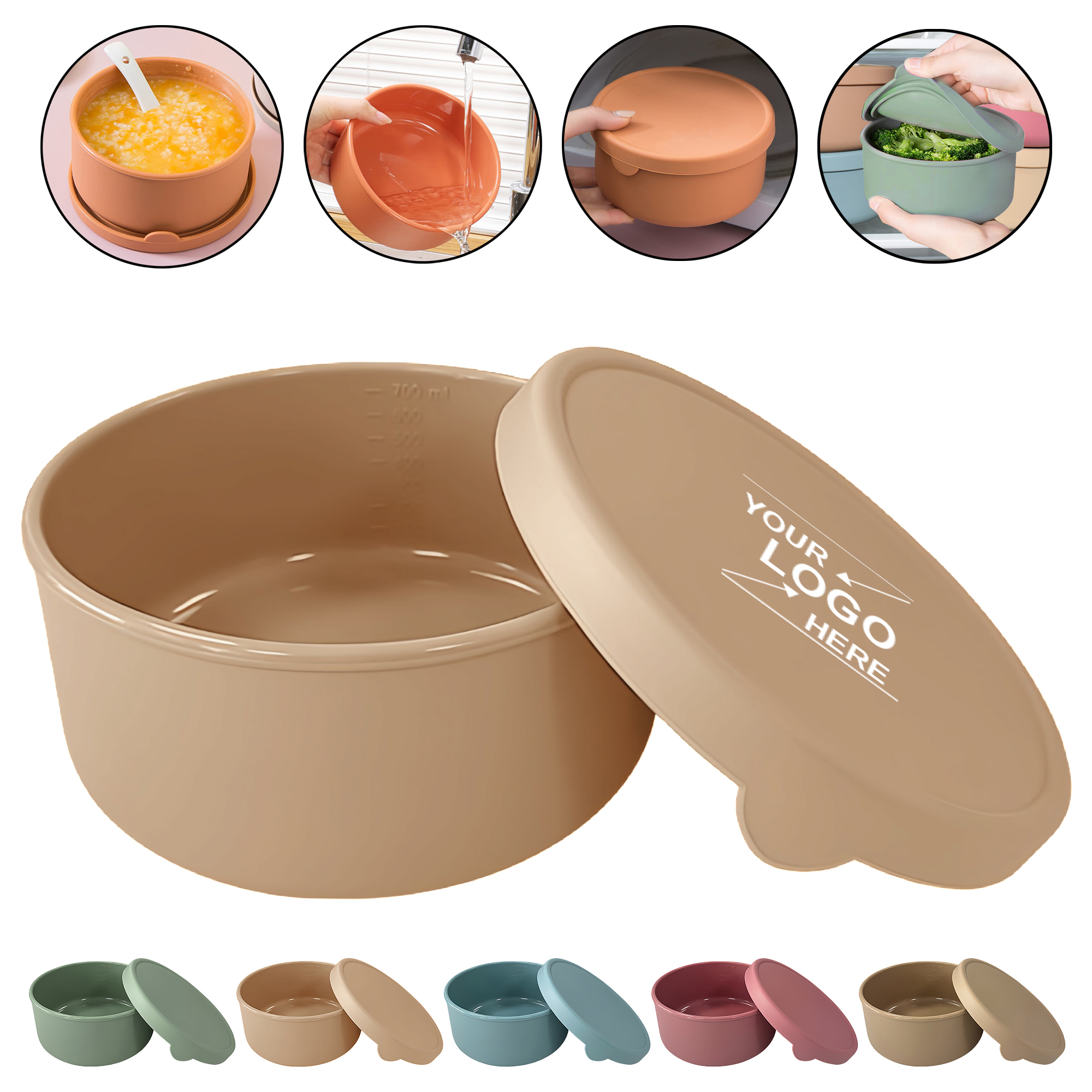 Round Silicone Food Storage Container with Lid 4