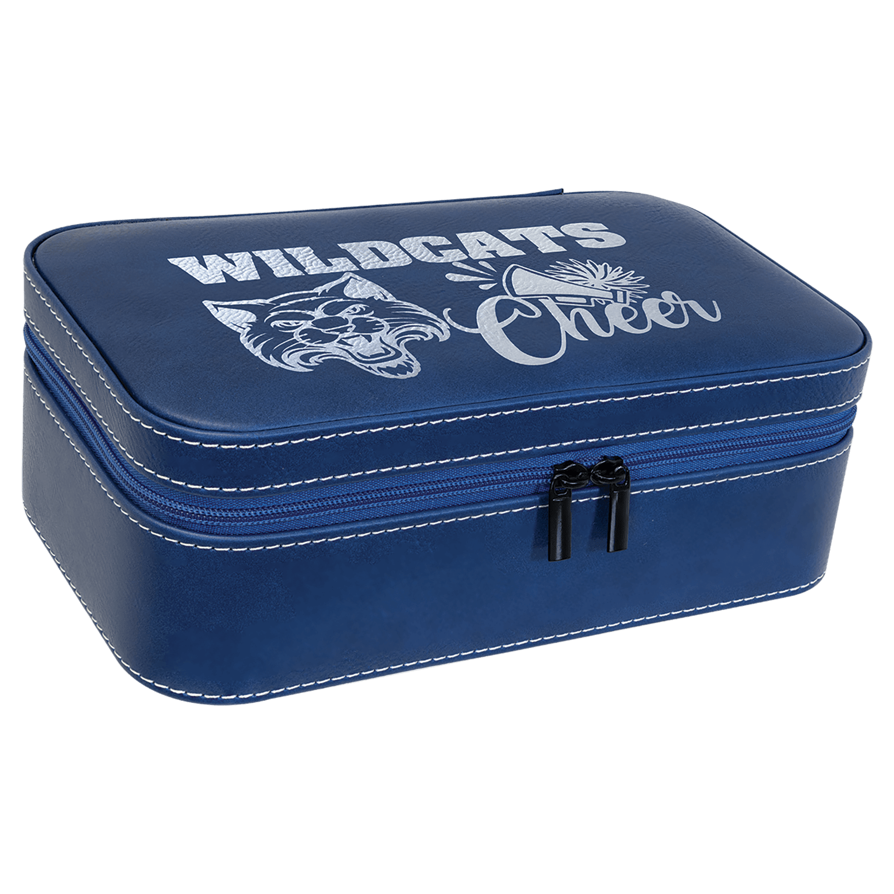 7 1/2" X 4 1/2" Blue/Silver Leatherette Jewelry Box 2
