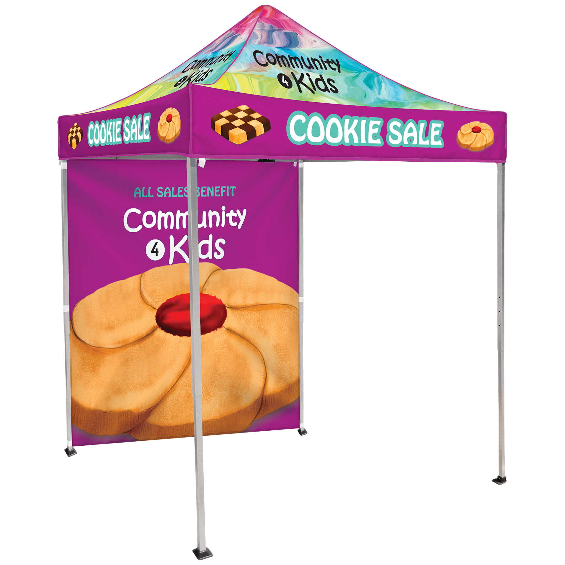6.5' Square Canopy Tent with 1 Full Single Sided Wall 3