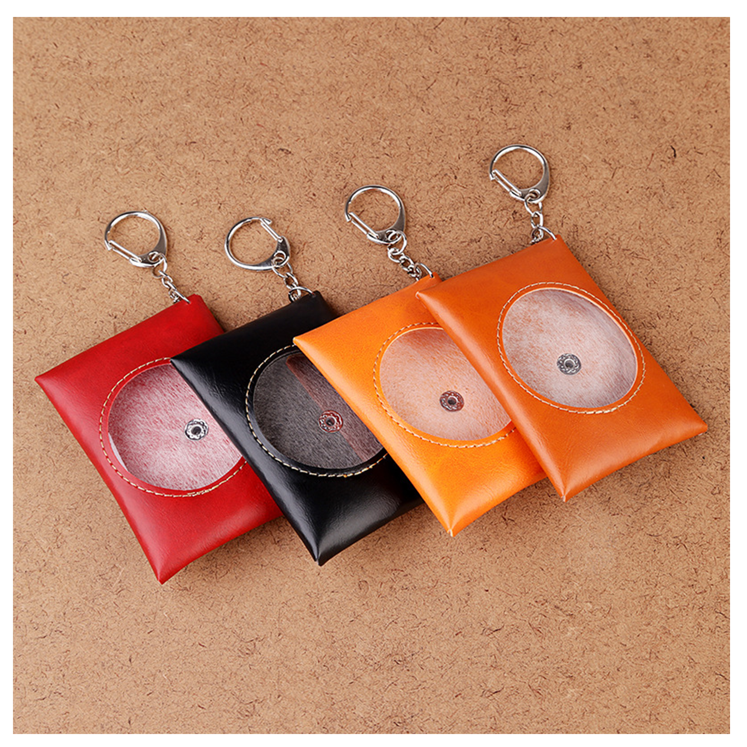 PU Leather Earphone Bag With Key Chain 1