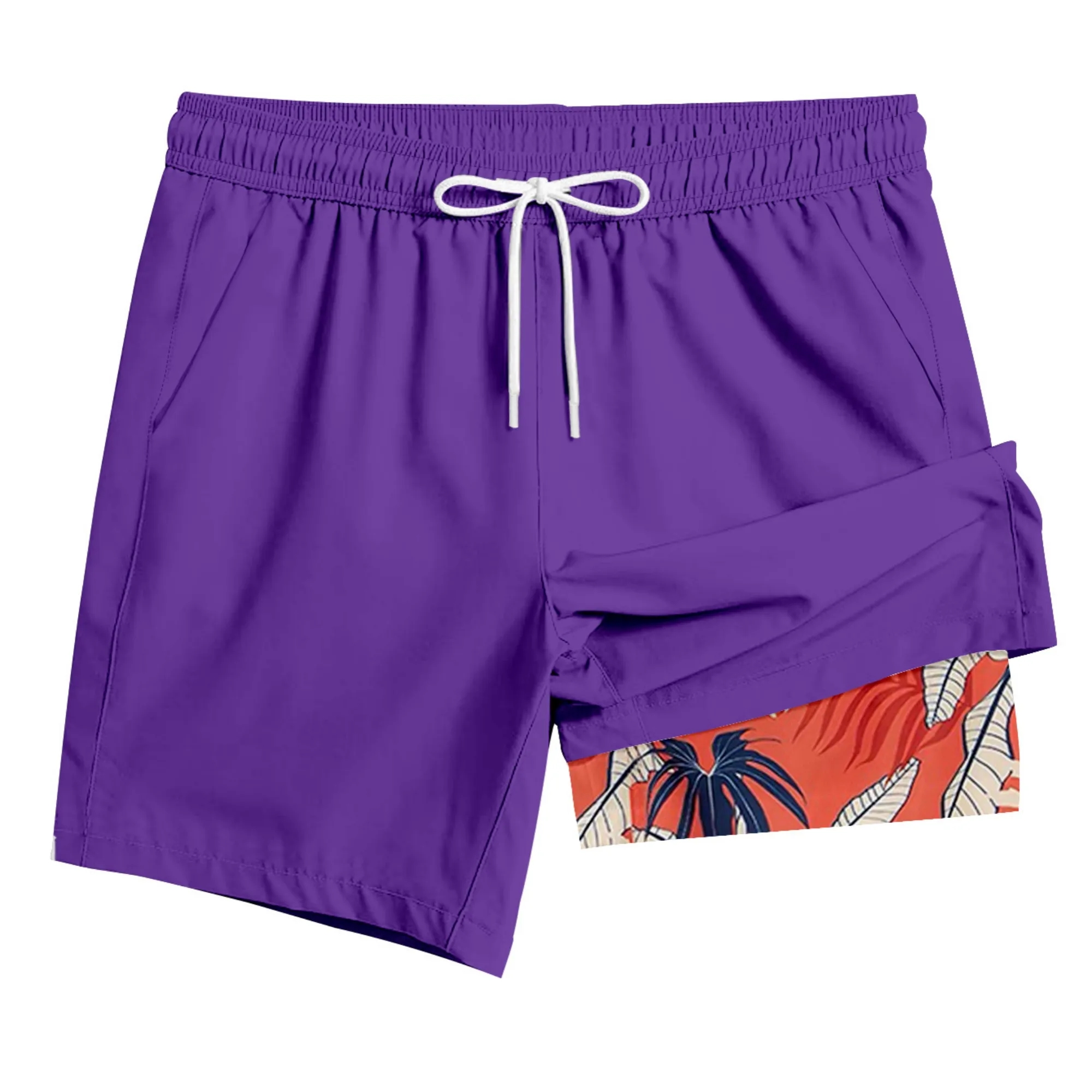 2-In-1 Tropical Print Beach Shorts 8