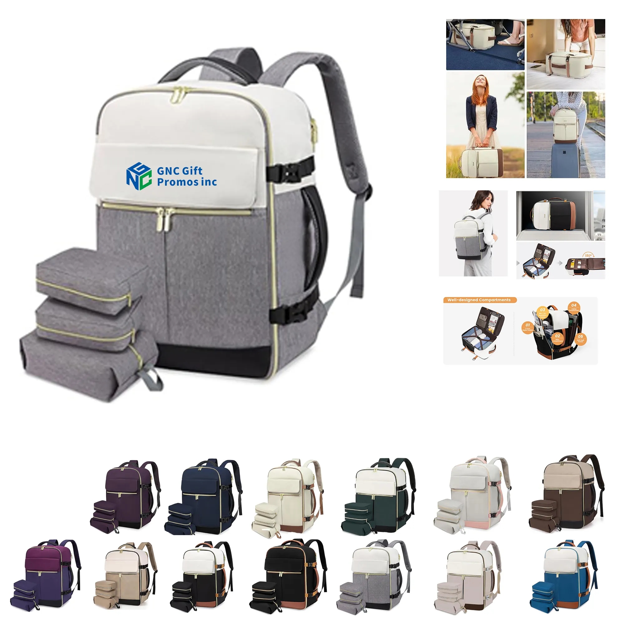 Large Travel Backpack with Three Cube Set 13