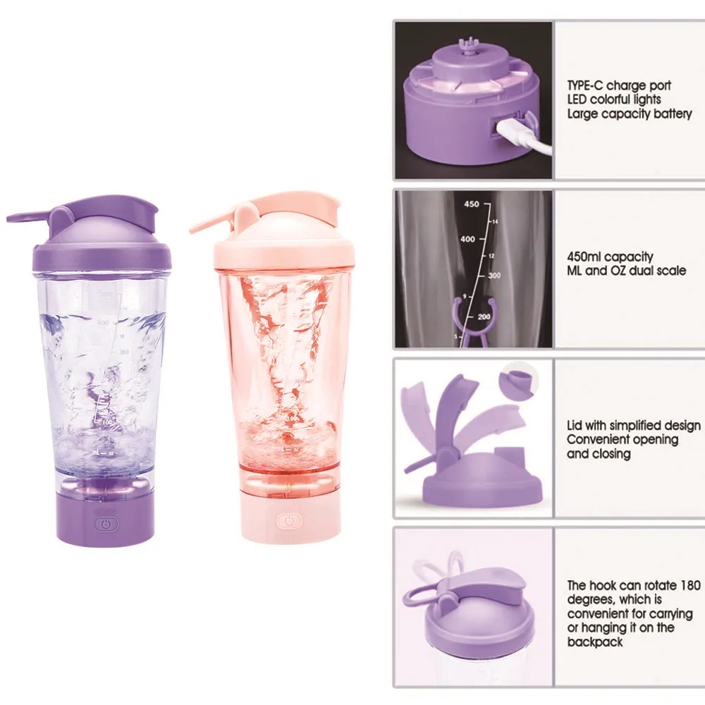 16oz Rechargeable Protein Shaker Bottle with Light 3