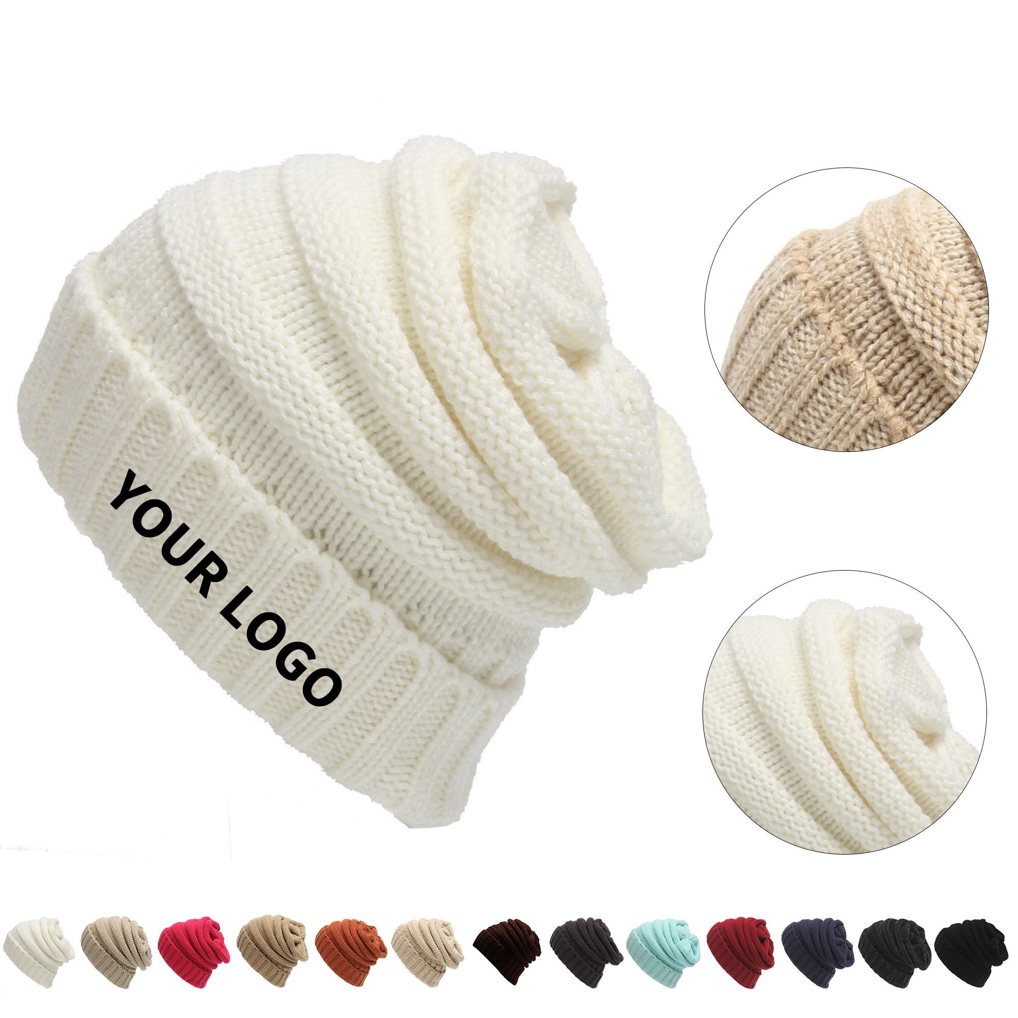 Acrylic Rib Knit Slouch Beanie 12
