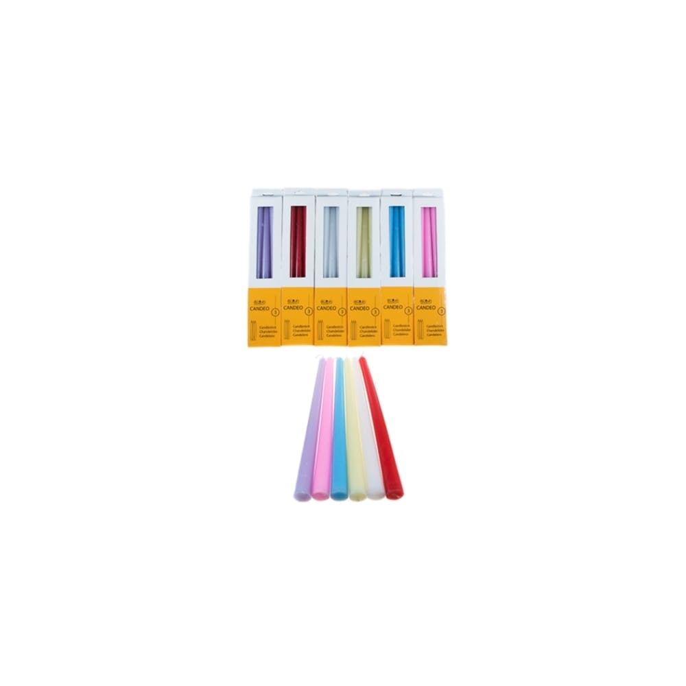 10" Taper Candles - 6 Colors Unscented 3 Pack 2