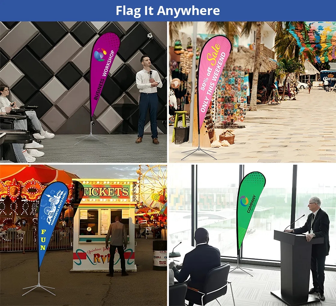 Teardrop Flag-Single Sided Package - Cross Base w/Water Bag 2