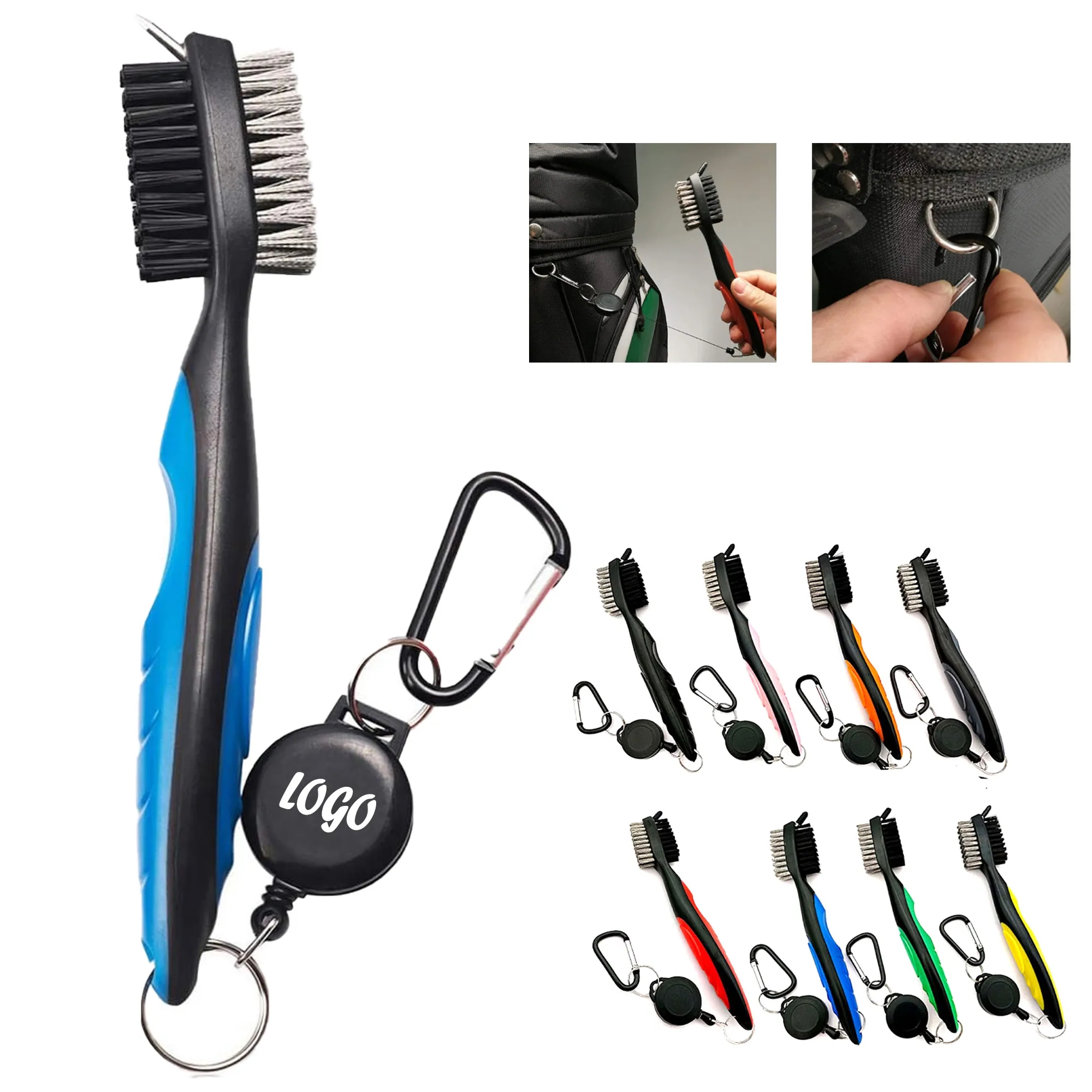 Golf Club Cleaning Brush With Retractable Keychain 4
