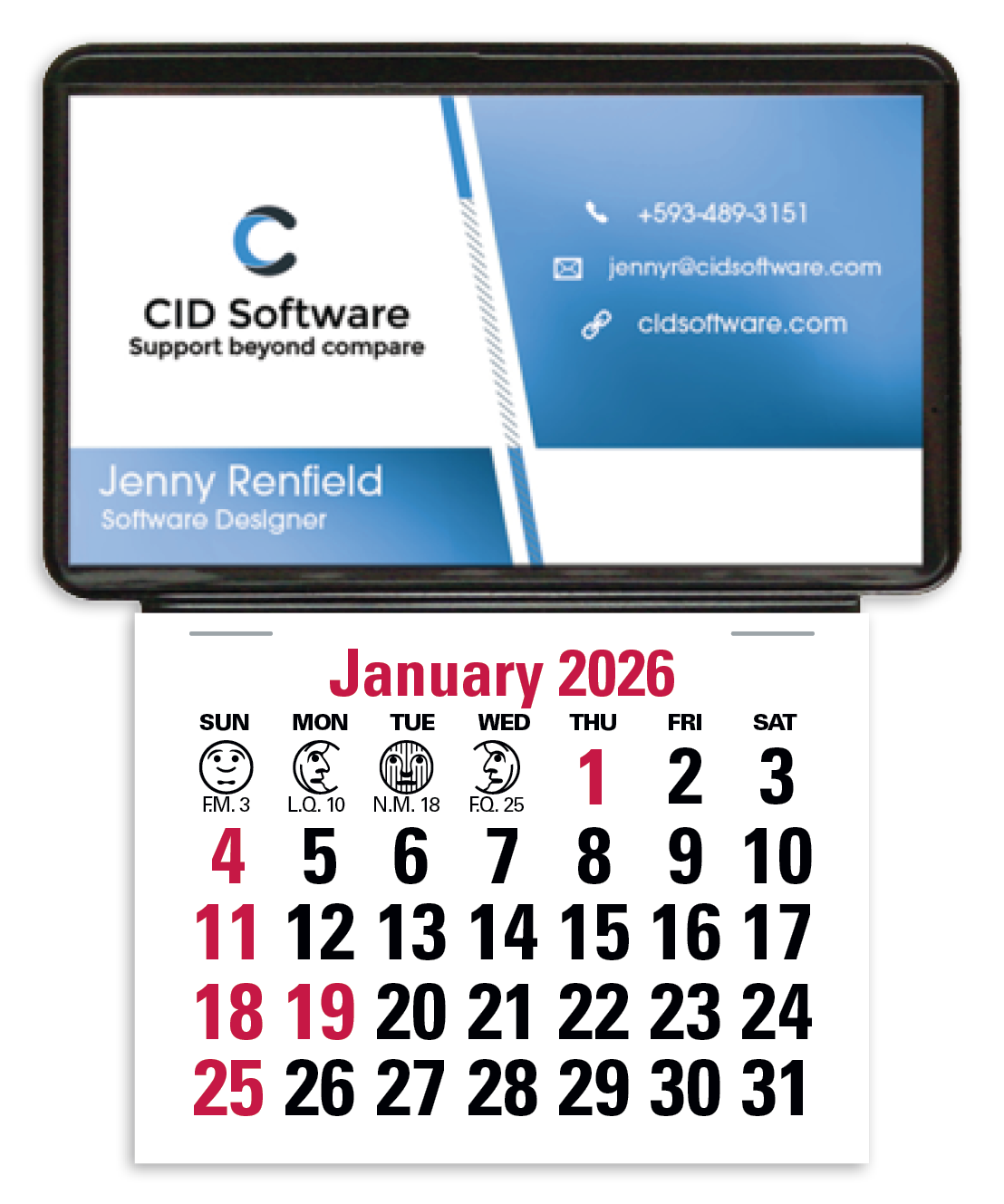 Press-N-Stick Business Card Holder No Imprint With Calendar Pad