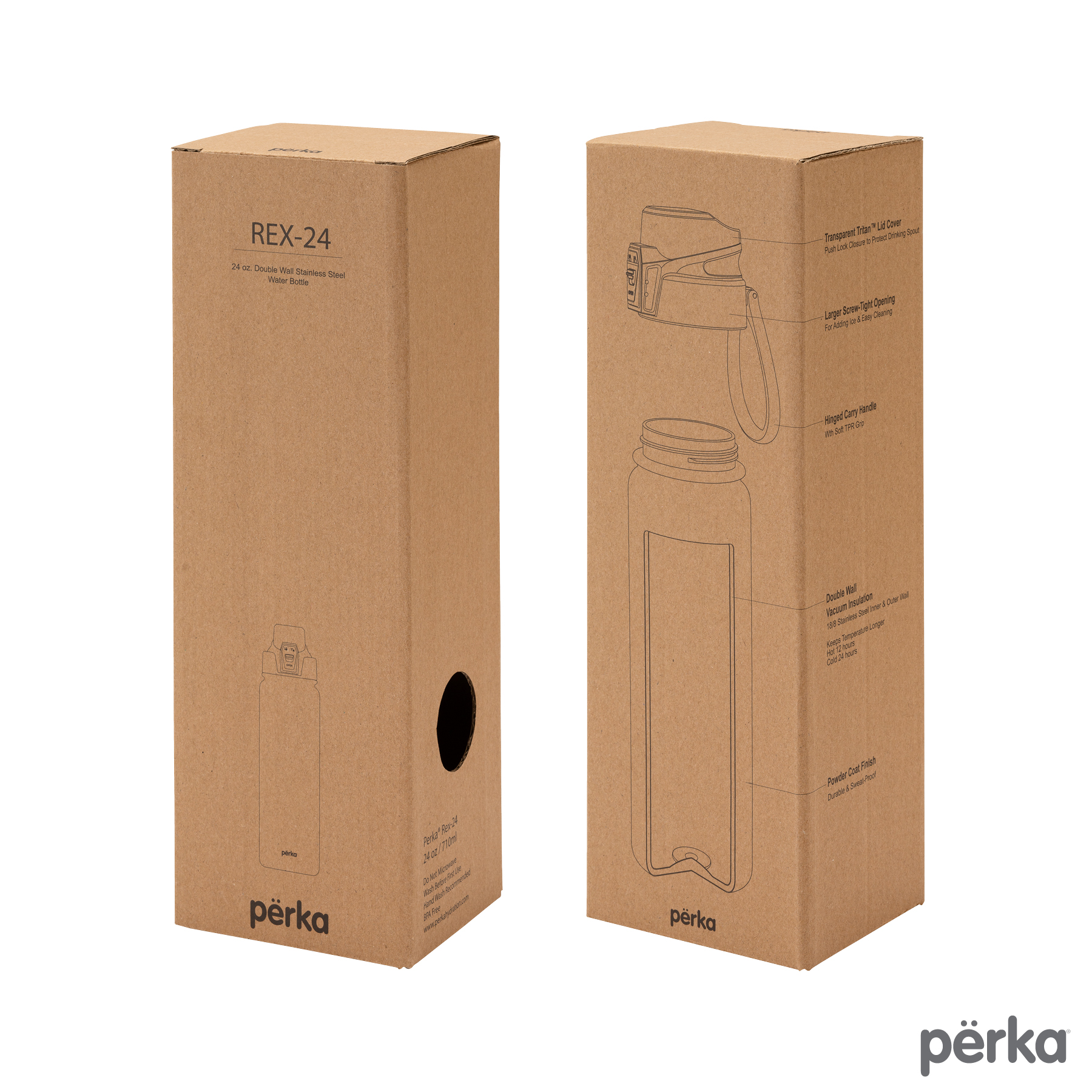 Perka® Rex Fresh 24 oz. Double Wall, Recycled Stainless Steel Water Bottle 7