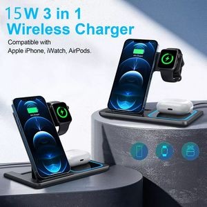Foldable 15W 3 In 1 Fast Wireless Charging Station 1