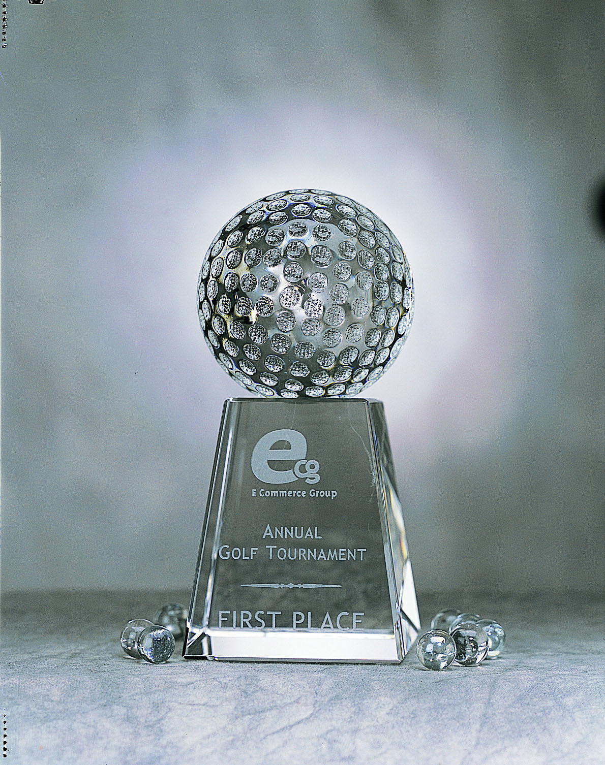 Crystal Golf Ball Award On Base (3"x3"x6") 2