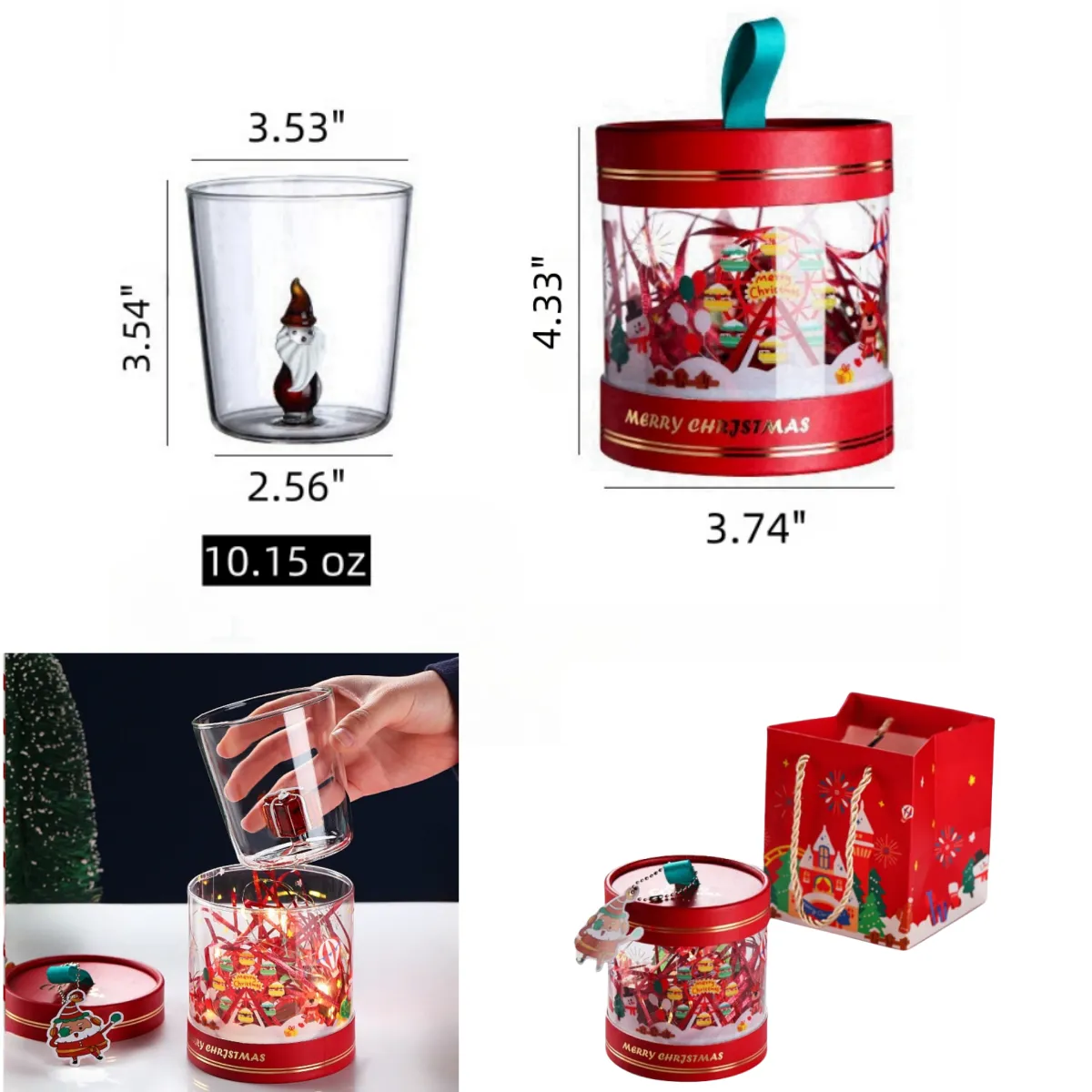 10.15oz Christmas Glass Cup 1