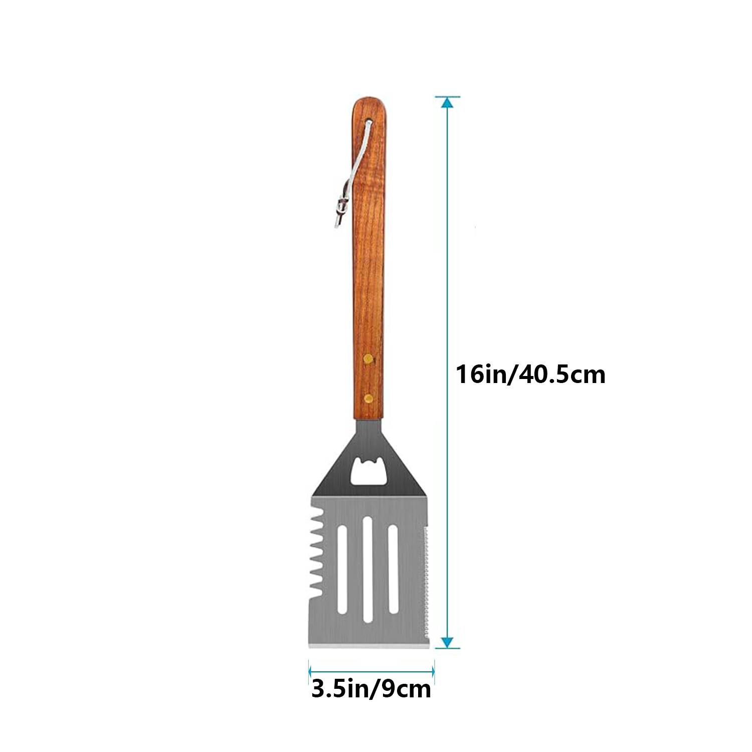 Wooden Handle Barbecue Stainless Steel Spatula 3