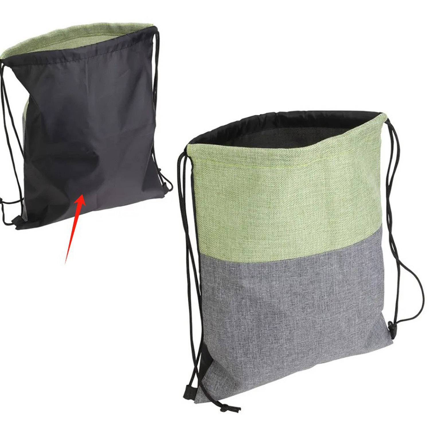 Linen Oxford Cloth Outdoor Splicing Drawstring Backpack 3