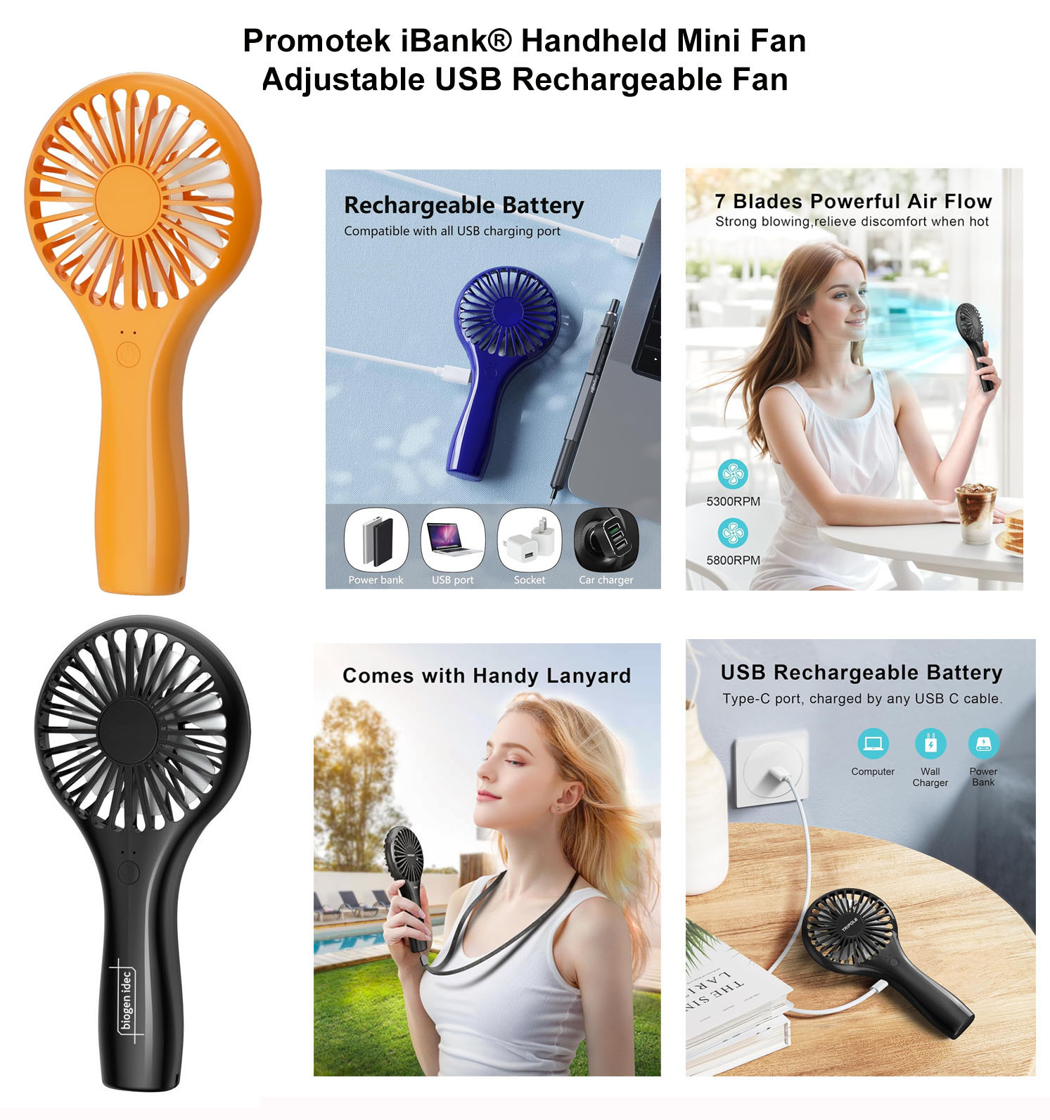 iBank ® USB Rechargeable Handheld Fan 1