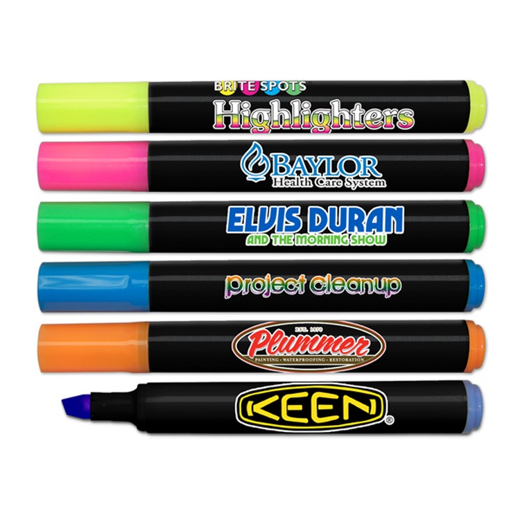 Brite Spots Black Barrel Jumbo Highlighter with Full Color Decal - USA Union Made