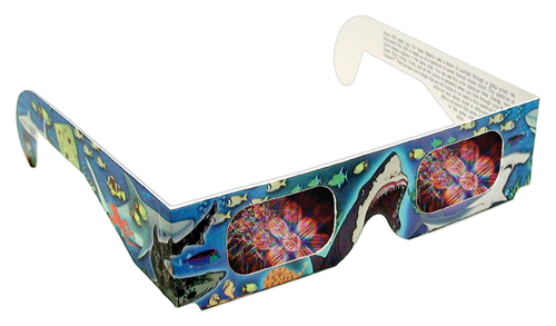 Rainbow Diffraction Glasses - Shark - Stock Imprint 1