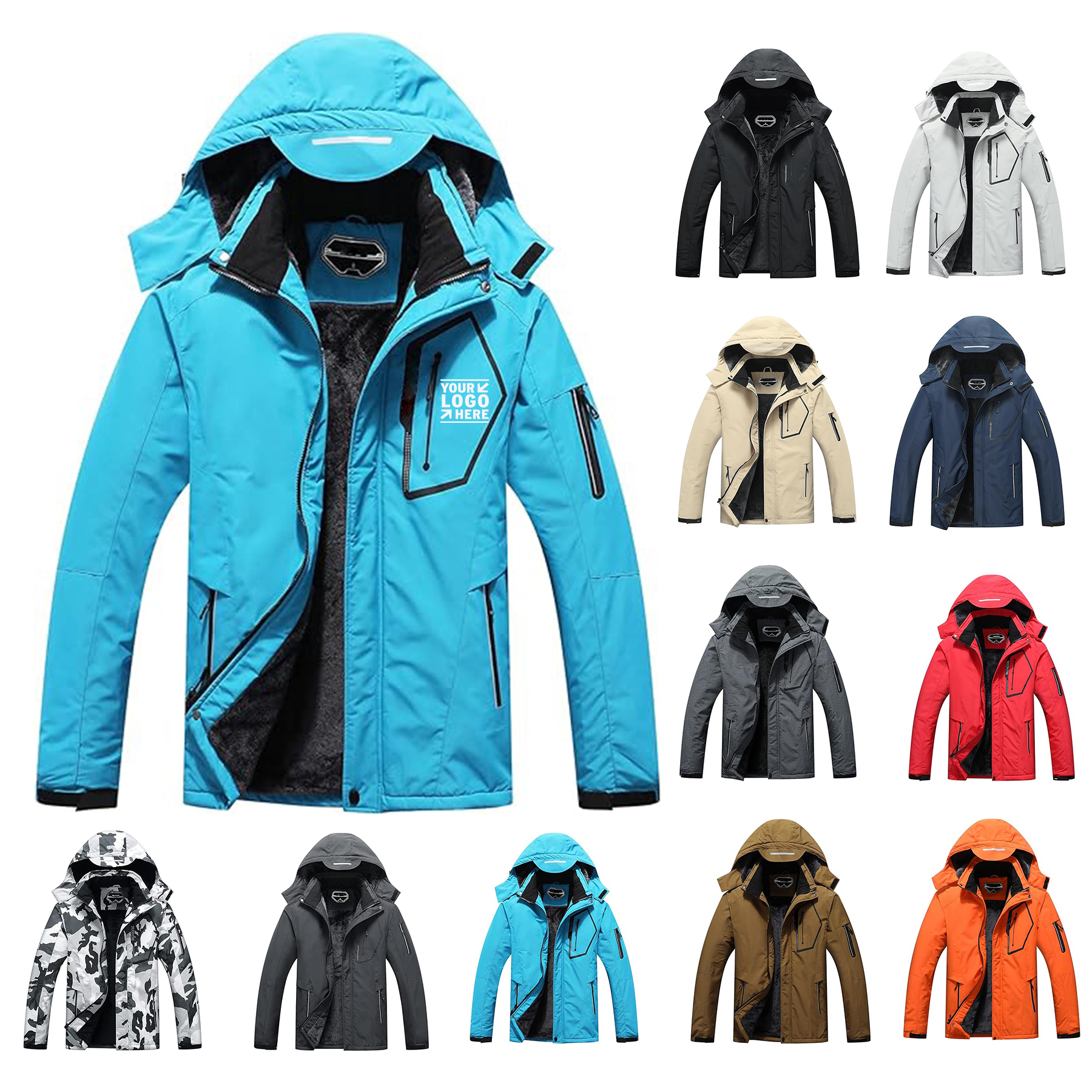 Men's Waterproof Adjustable Ski Jacket Warm Winter Snow Coat Hooded Raincoat 2