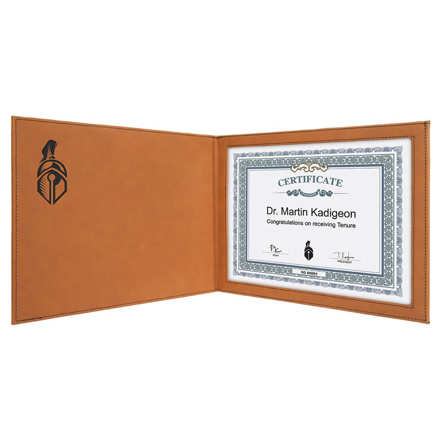 9" x 12" Rawhide Leatherette Certificate Holder for 8 1/2" x 11" 2
