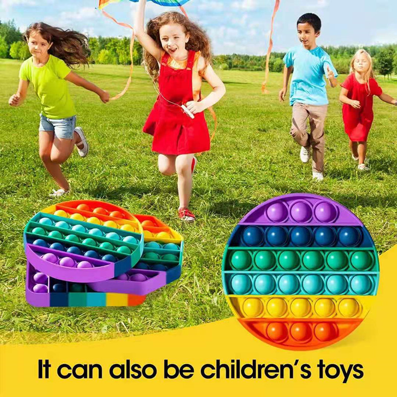 Rainbow Round Bubble Pop Fidget Sensory Stress Reliever Toy 8