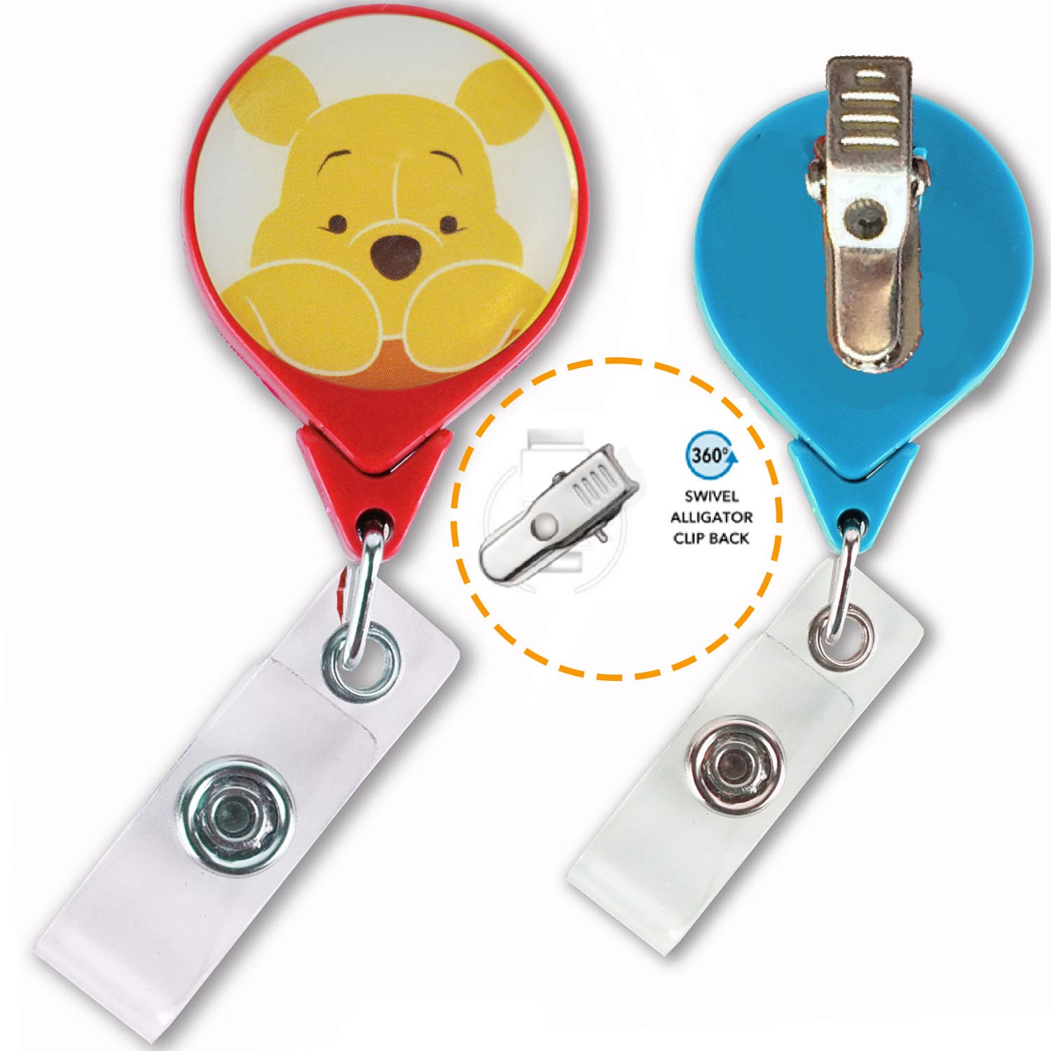 Large No Twist Tear-Drop Badge Reel w/ 360 Swivel Bulldog Clip 1