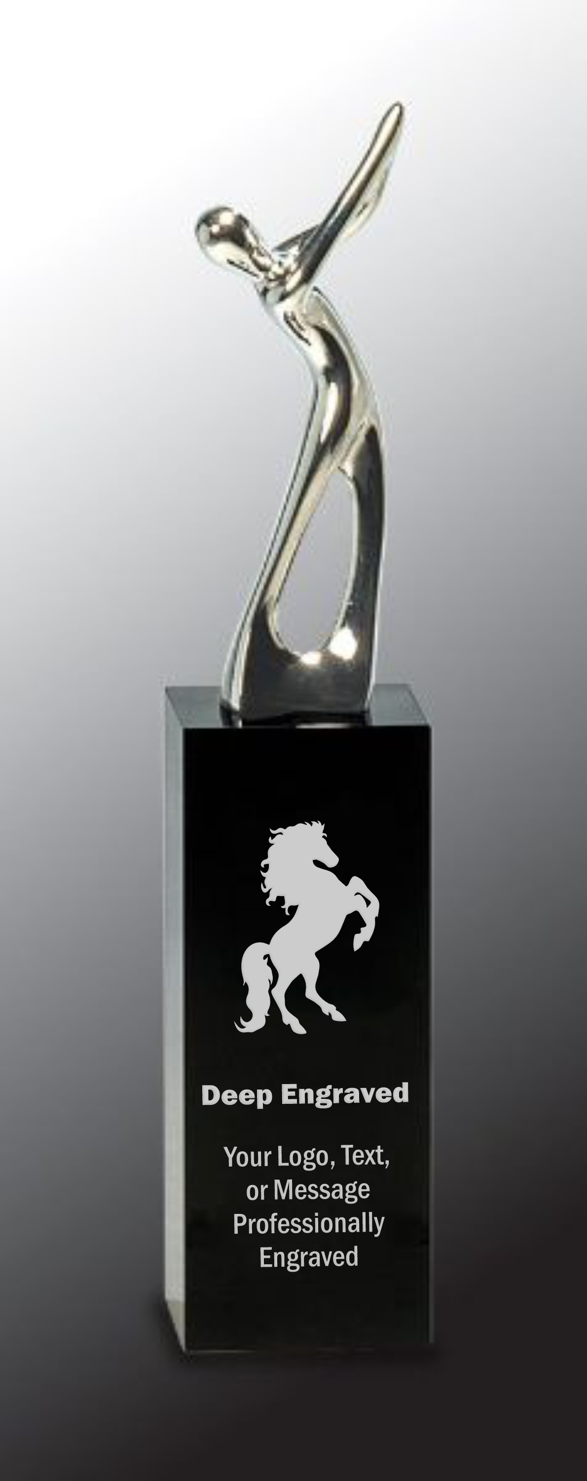 9 1/2" Silver Metal Golf Figure Award on Black Crystal Pedestal
