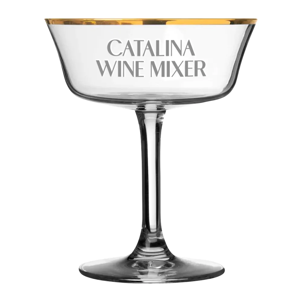 8.7oz. Gold Rimmed Champagne Coupe Glass 1