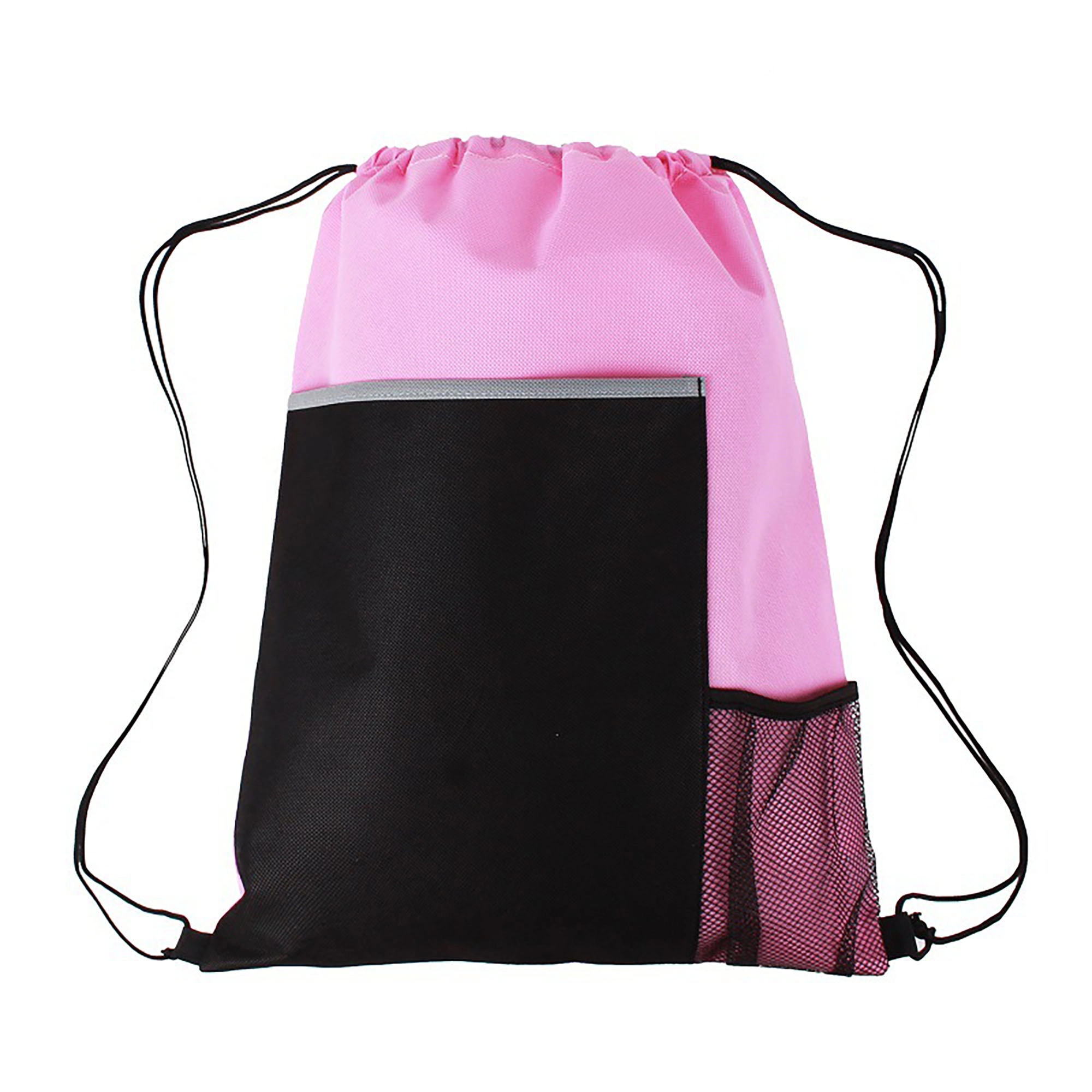 Mesh Pocket Sports Drawstring Backpack Bag 2